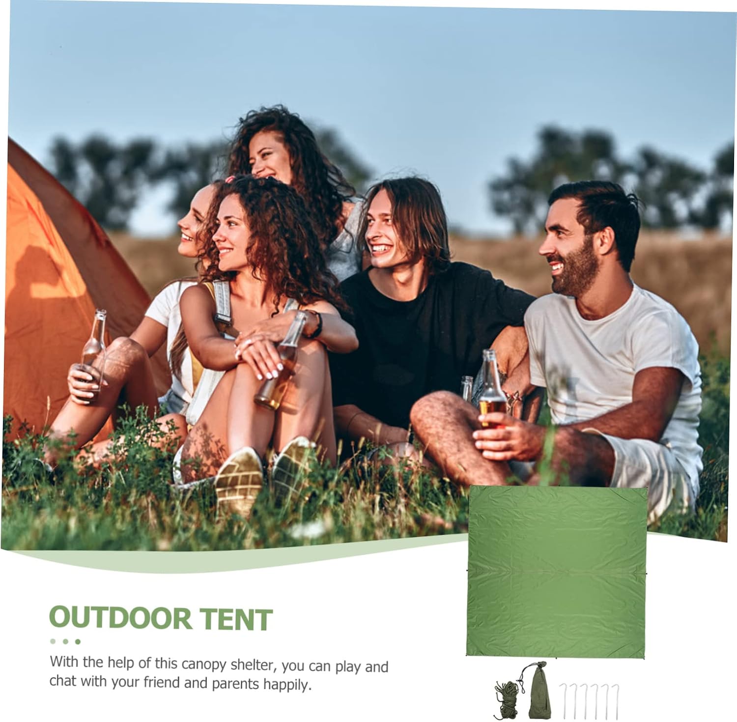 Waterproof Sunshade Beach Tent UV Protection Portable Outdoor Camping Canopy Multi-Functional Tarp for Beach Picnic and Travel