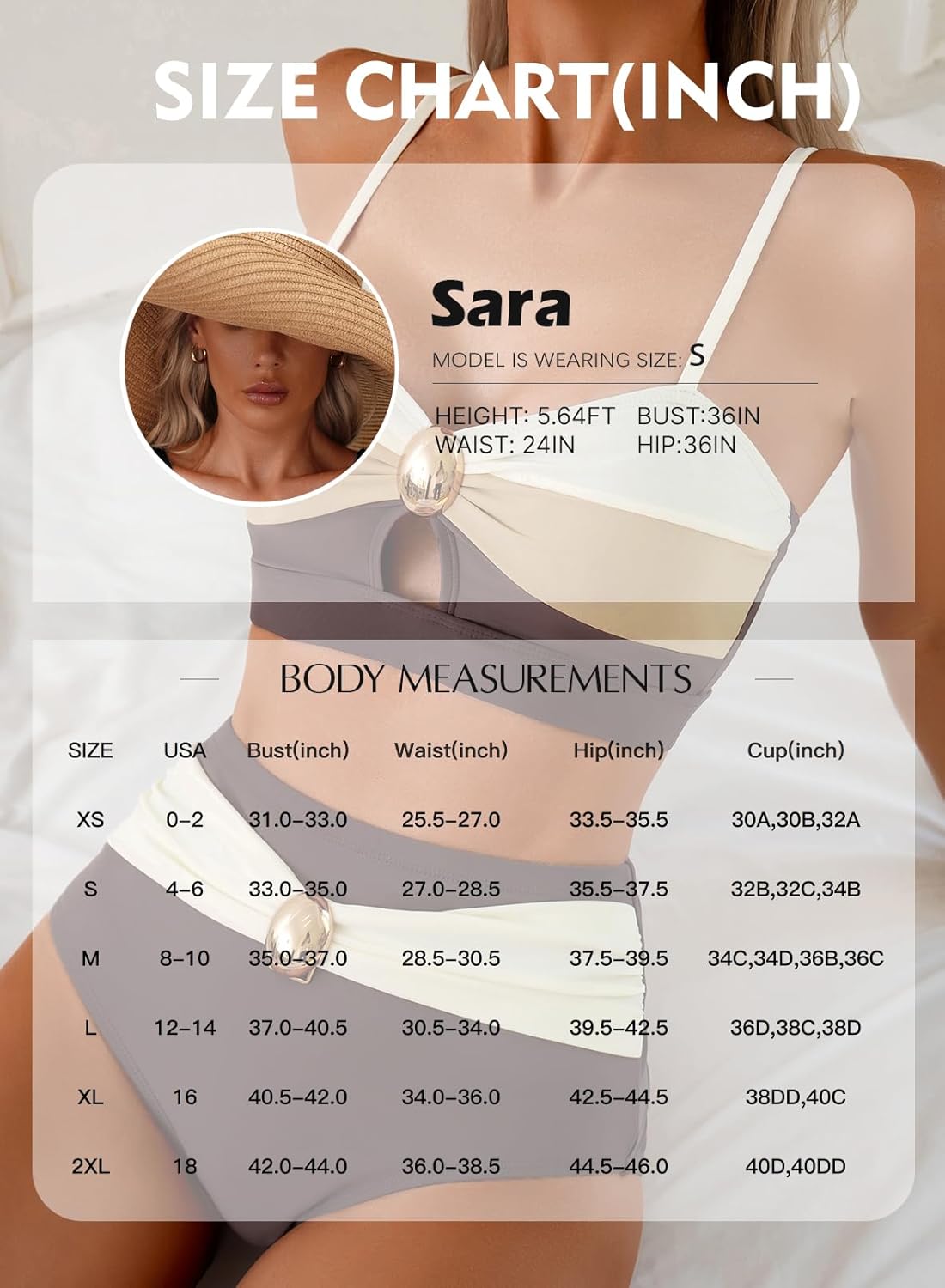 Herseas Women's 2 Piece Colorblock Bikini Sets Oval Metal Cutout Swimsuit High Waisted 2026 Beach Summer Swim Bathing Suits - Image 6