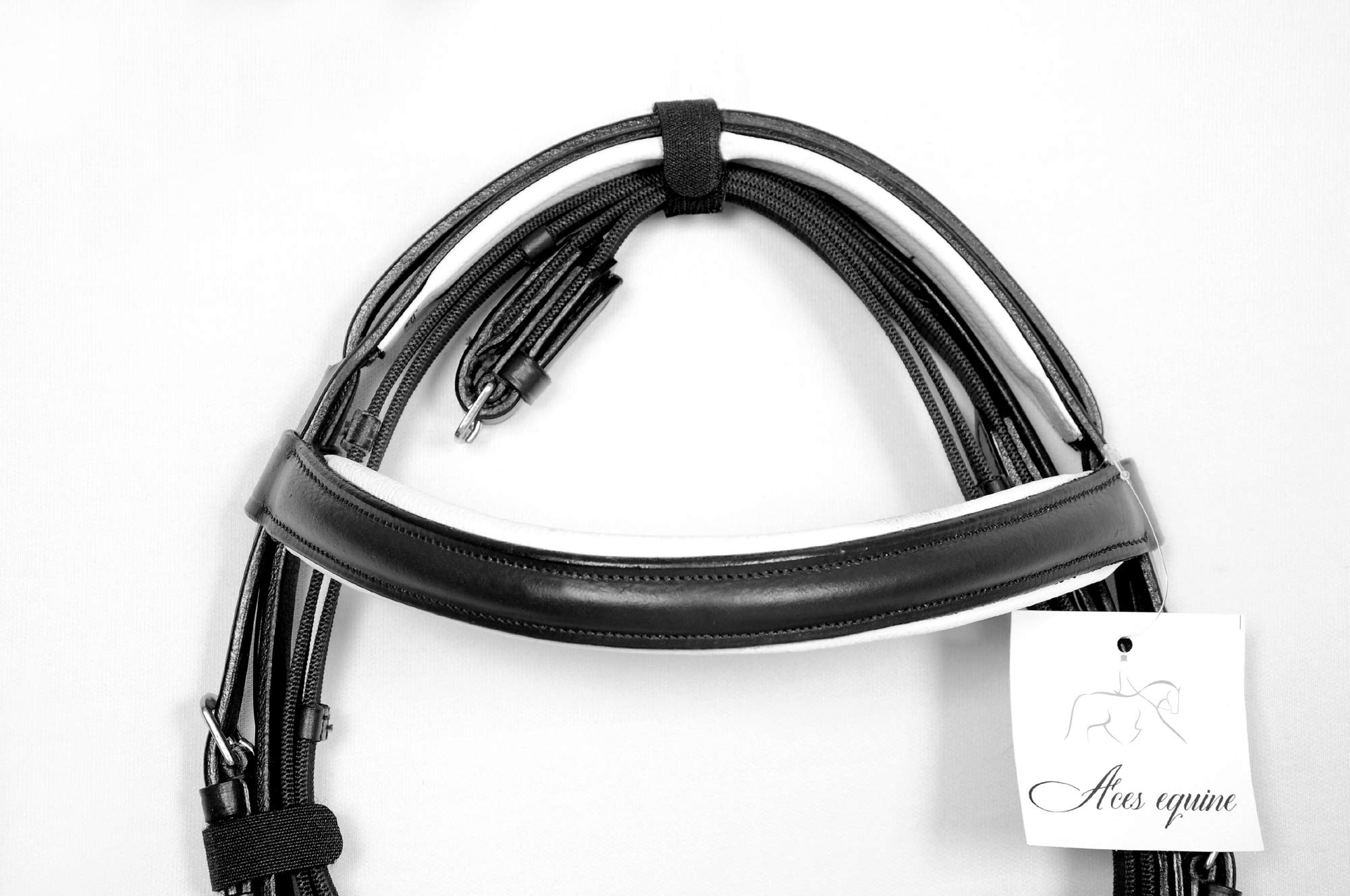 Bandeau De Nez Flash Ascot Pour Poney – Cuir Noir, Rembourré, Boucles Laiton – Neuf