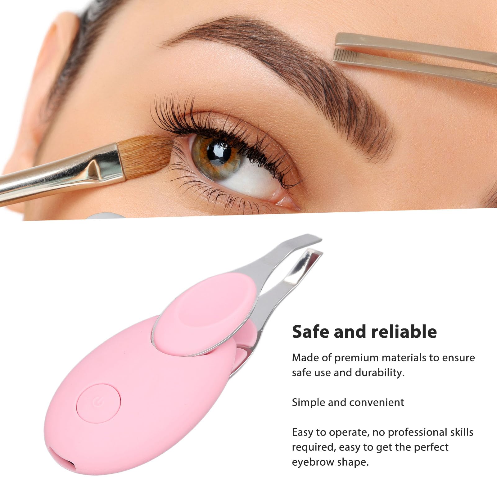 Tissting Electric Eyebrow Tweezers Rechargeable Eyebrow Shaver with USB Cable, 300mAh Battery, Visualizable Hair Removal Tool for Men Women(Pink)