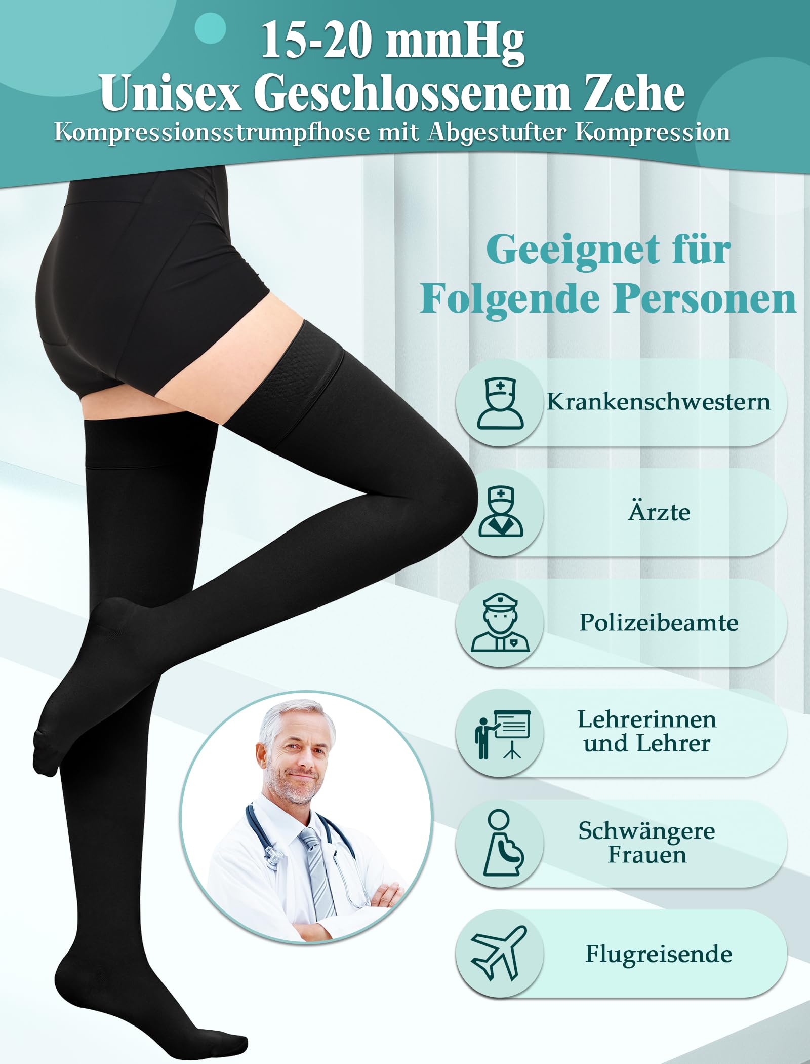 Medyczne pończochy uciskowe klasa 1 15-20 mmHg 2 pary
