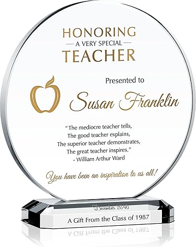 Placa de regalo personalizada de agradecimiento al profesor, personalizable con el nombre del profesor y el dador de regalos, idea única de regalo disponible en Yaxa El Salvador