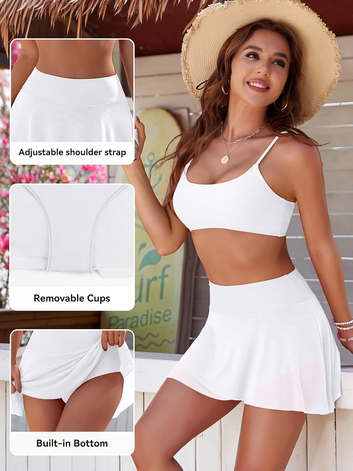 SHEKINI Mesh Women's High Waisted Swim Skirt Bottoms Tummy Control Bathing Suit Skirts Swim Skort Ruffle Swim Suit Bottoms