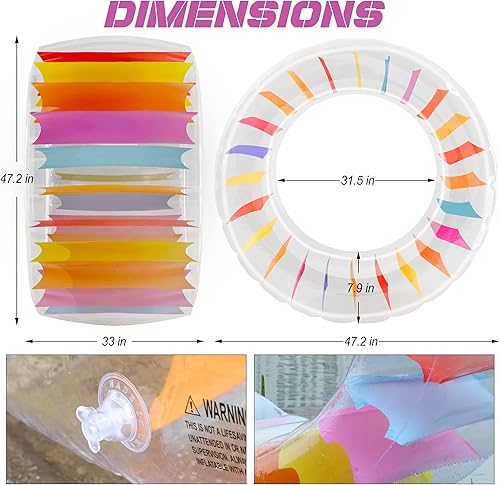 Miniatura 2 de Joliyoou Flotador de piscina con rueda de agua, flotador inflable de 47 pulgadas para niños, juguete gigante de piscina colorido para niños,