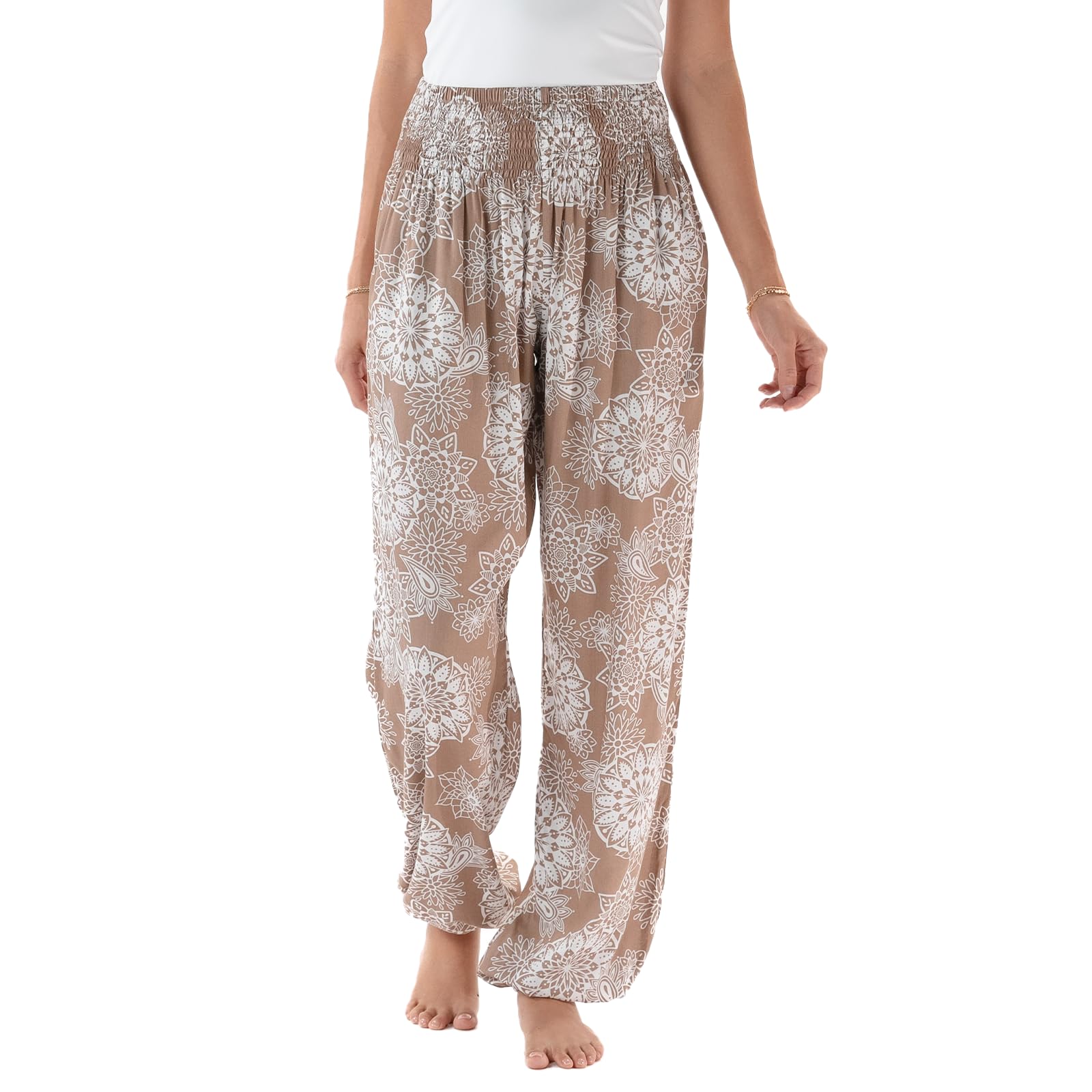 Lotus and Luna Women's Harem Pants Thai Pants for Beach &amp; Lounge High Waisted Flowy Boho Pants Genie Pants Yoga Pants