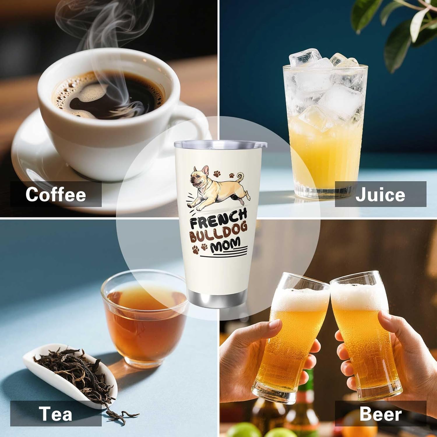 Best French Bulldog Gifts for Women, 20 Oz Frenchie Dog Lover Travel Tumbler Mugs with Frenchie, French Bulldog Mom Coffee Mug Gift - Image 4