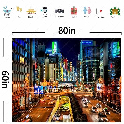 Miniatura 7 de Aidatain Tapiz de pared de ciudad japonesa, arte de escena nocturna de Tokio, franela de 80 x 60 pulgadas, para sala de estar, dormitorio, estética
