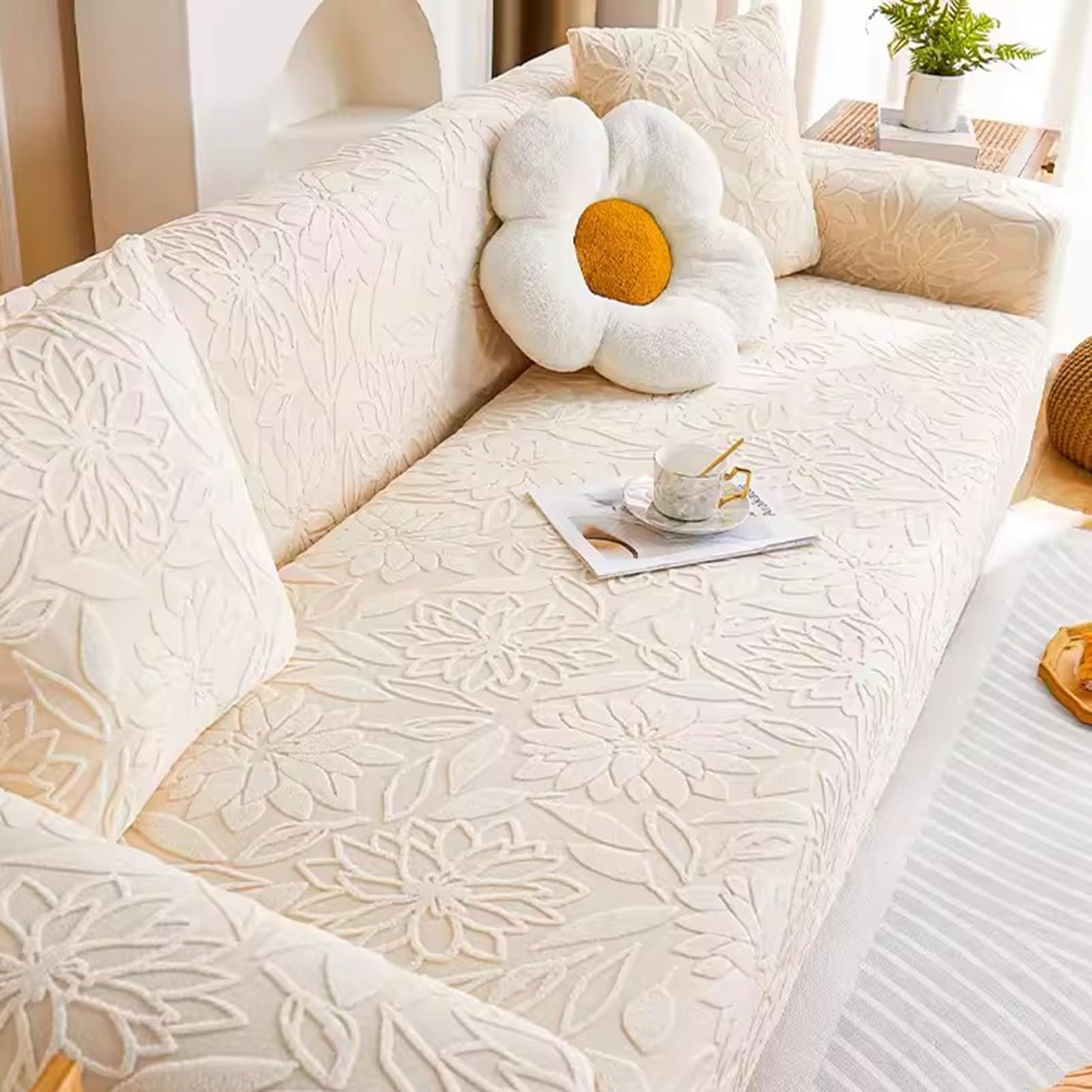 Housse de canapé extensible anti-poussière et résistante aux rayures de chat