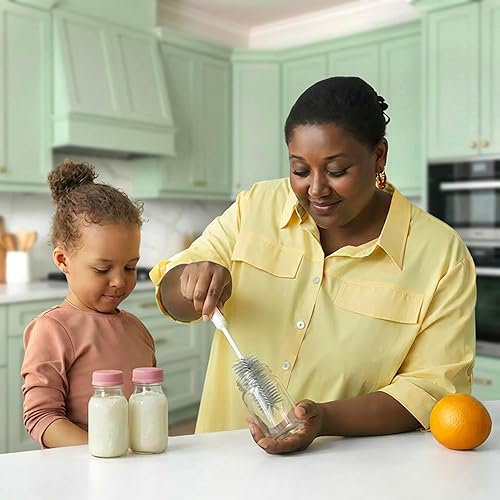 Miniatura 8 de Juego de cepillos para botellas 6 en 1 con soporte, kit de limpieza multiusos para biberones, botellas de agua reutilizables, popotes y tapas, sin