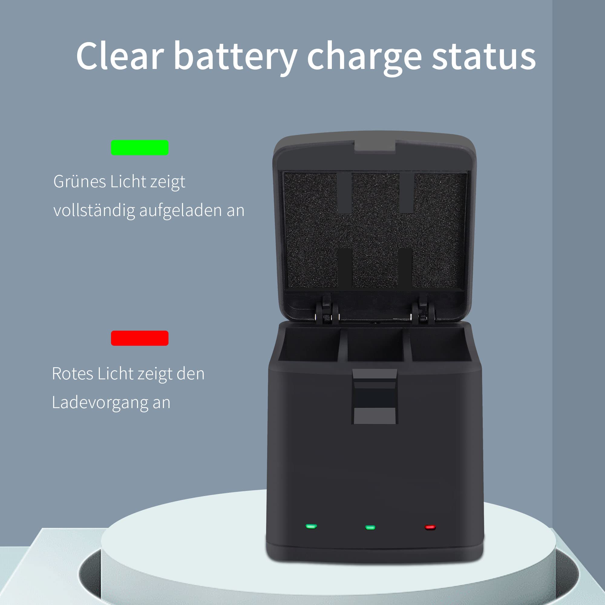 Zestaw ładowarki i baterii do GoPro 10 9 Akcesoria do kamer akcji Bateria 1800mAh Ładowarka ze wskaźnikiem Kompatybilna z oryginalną baterią