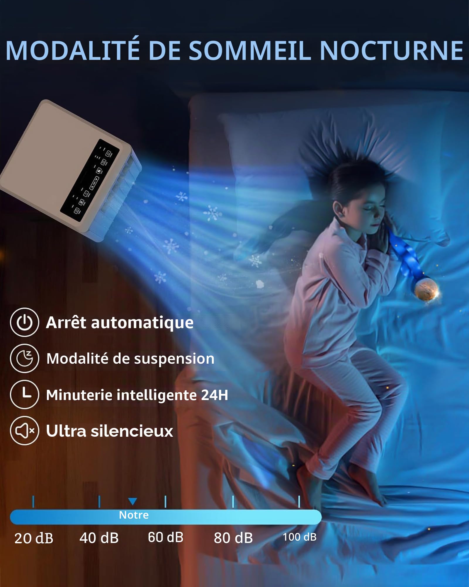 Garvee Climatiseur mobile 7000 BTU, 3 en 1, refroidissement, déshumidification, mode veille, 2,0 kW avec tuyau d'échappement, télécommande, temps de 24 h, pour pièces jusqu'à 18-25 m²
