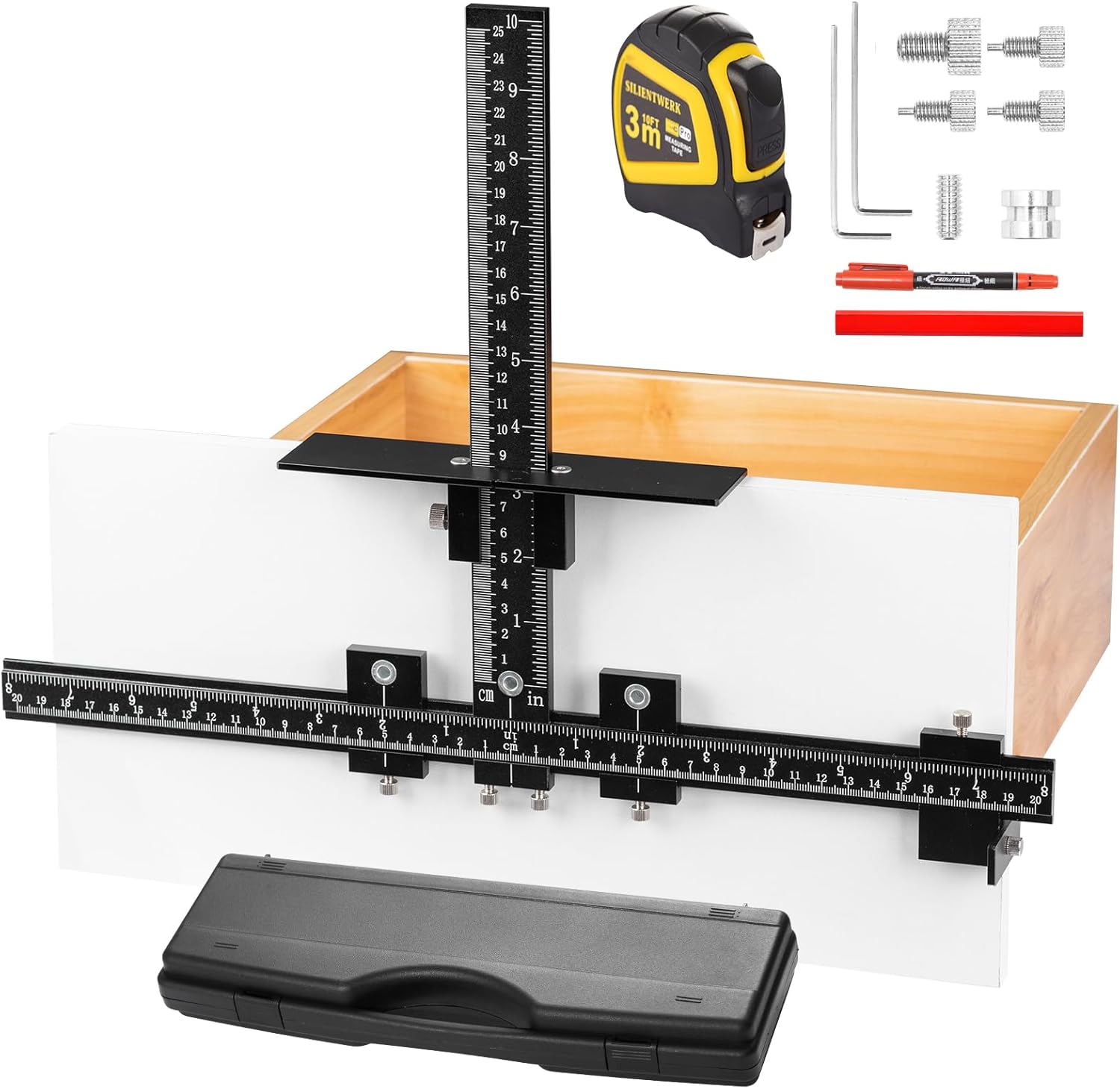 Cabinet Hardware Jig, Precision All Aluminum Alloy Accurate Fast Installation Cabinet Hardware Pull Template Tool Set Cabinet Door Handle Jig for Handles and Pulls on Door Drawer/Cabinets
