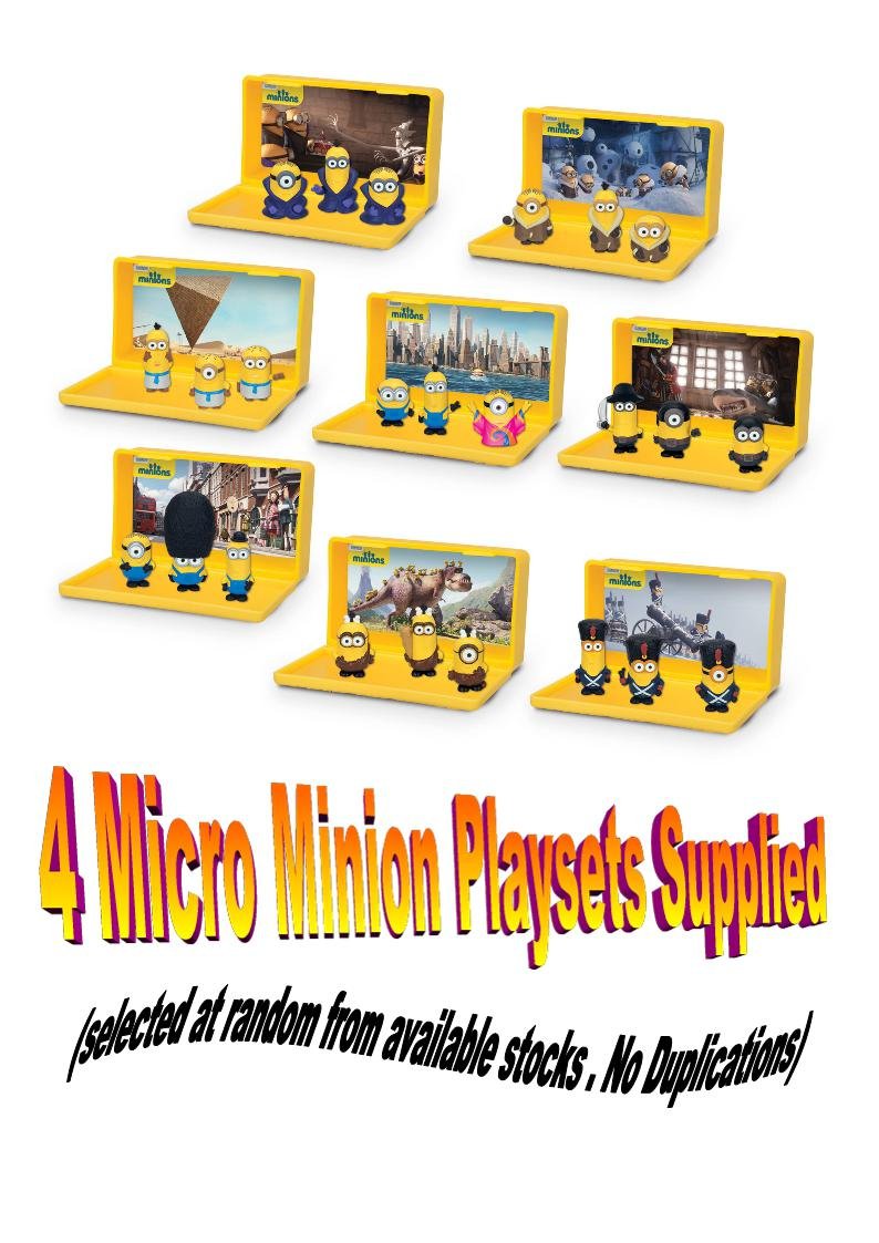Minions Movie 4 x MICRO MINION PLAYSETS (selected at random)