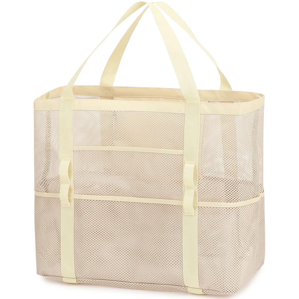 Fammart Mesh Beach Bag for Women, Large Beach Toy Pool Bag with Zipper Pocket, SandProof Cruise Essentials 2026 Family Travel