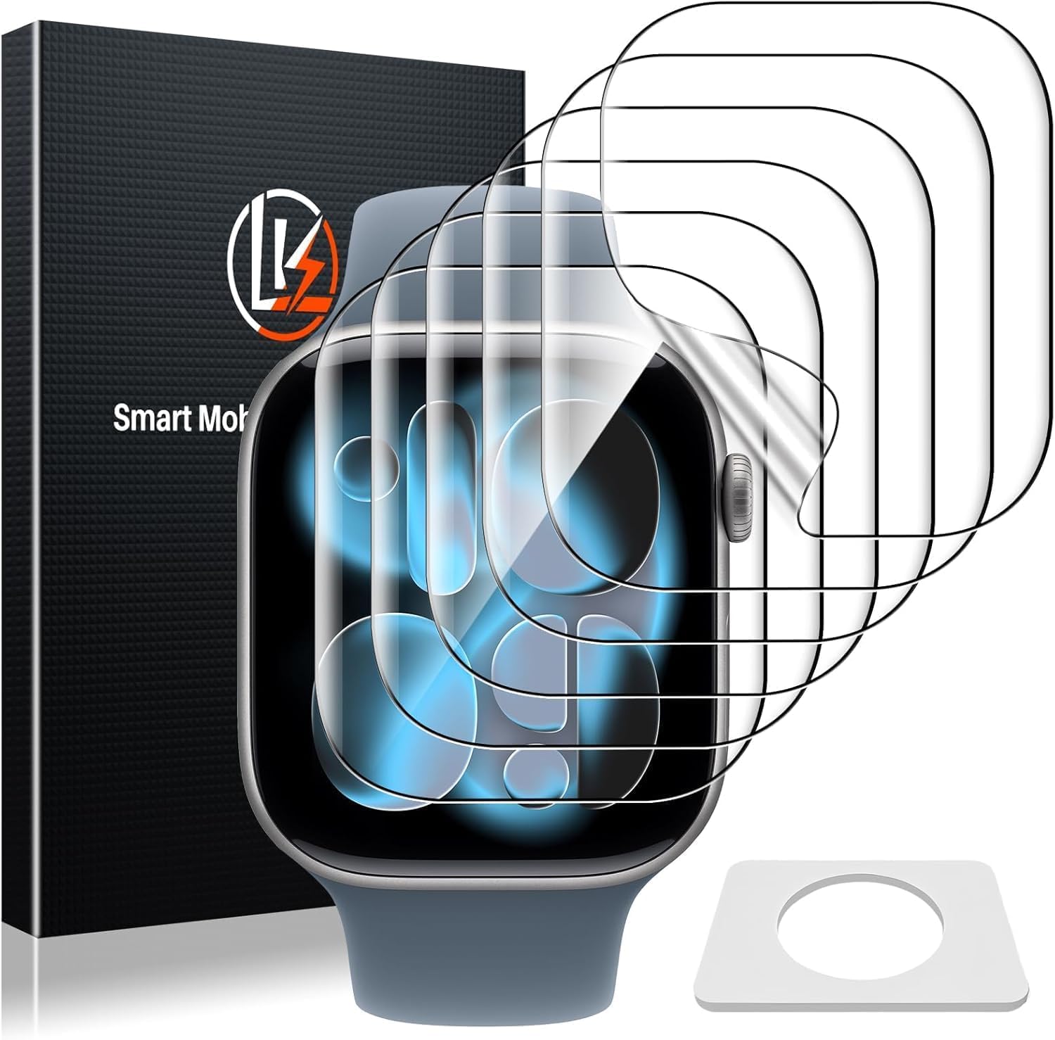 LK 4 Pack Screen Protector for Apple Watch Series SE/SE2/SE3 6 5 4 40mm/ Apple Watch Series 9 8 7 41mm, High Definition, Bubble Free, Clear Flexible TPU Film, Easy Installation, for iWatch 40/41mm — view 9
