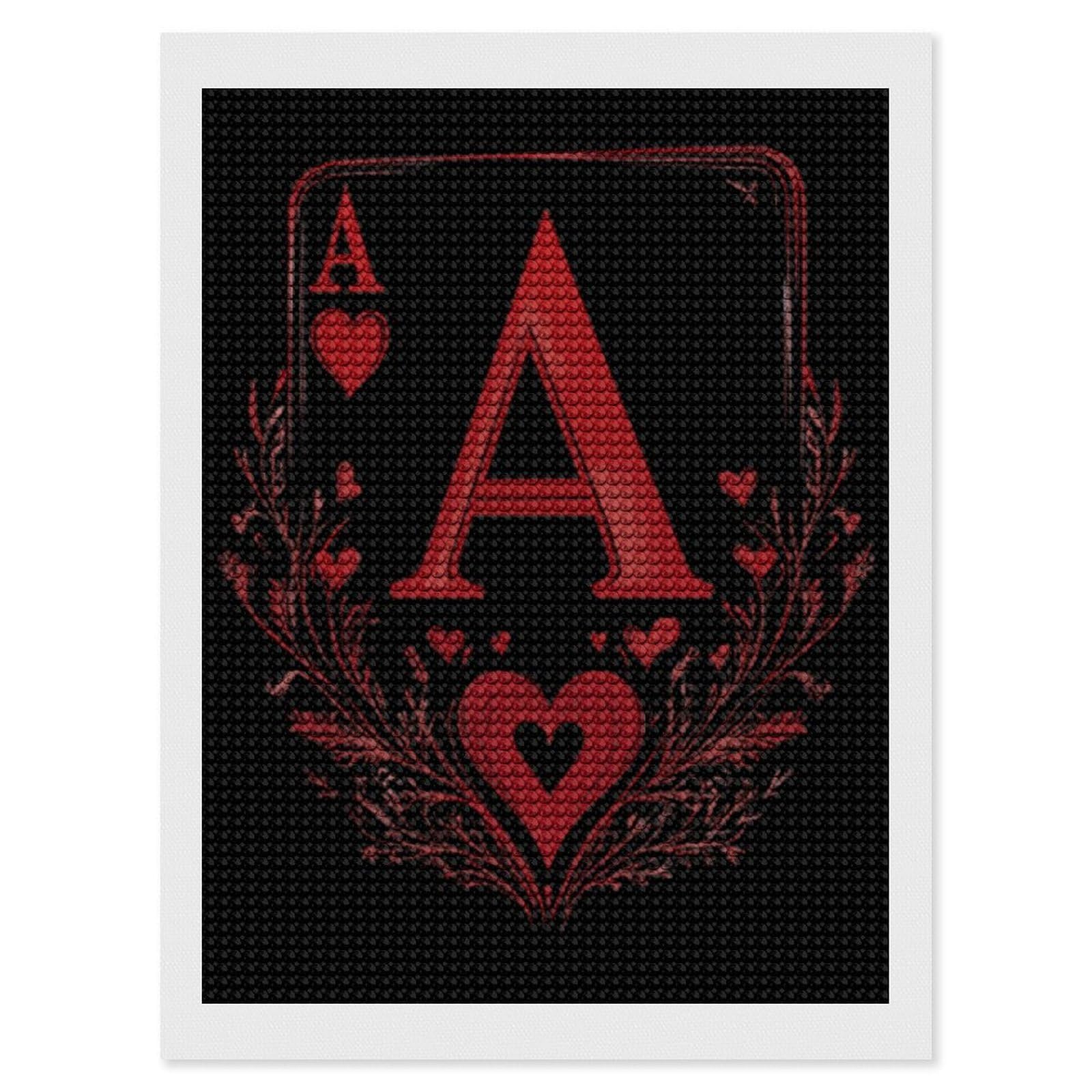 Nclqvjxzkhw Style A Red Heart Poker Diamond Art Painting For Adult Round Diamonds Pictures Arts Crafts Home Wall Decor 12"X16"