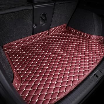 Car Boot Liners for Magnite Nissan 2025,2026, Leather Boot Liner Mats Rear Trunk Rear Trunk Cargo Tray Liners Protector Accessory, H/Red