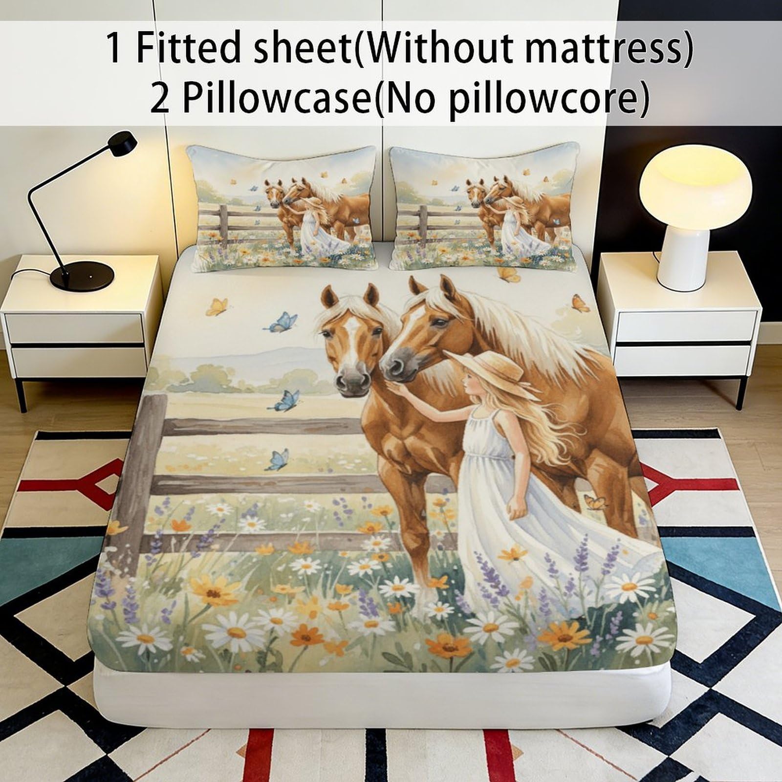 3D Printed Enten Motiv Fitted Sheet, Mikrofaser Bed Cover, rutschfest