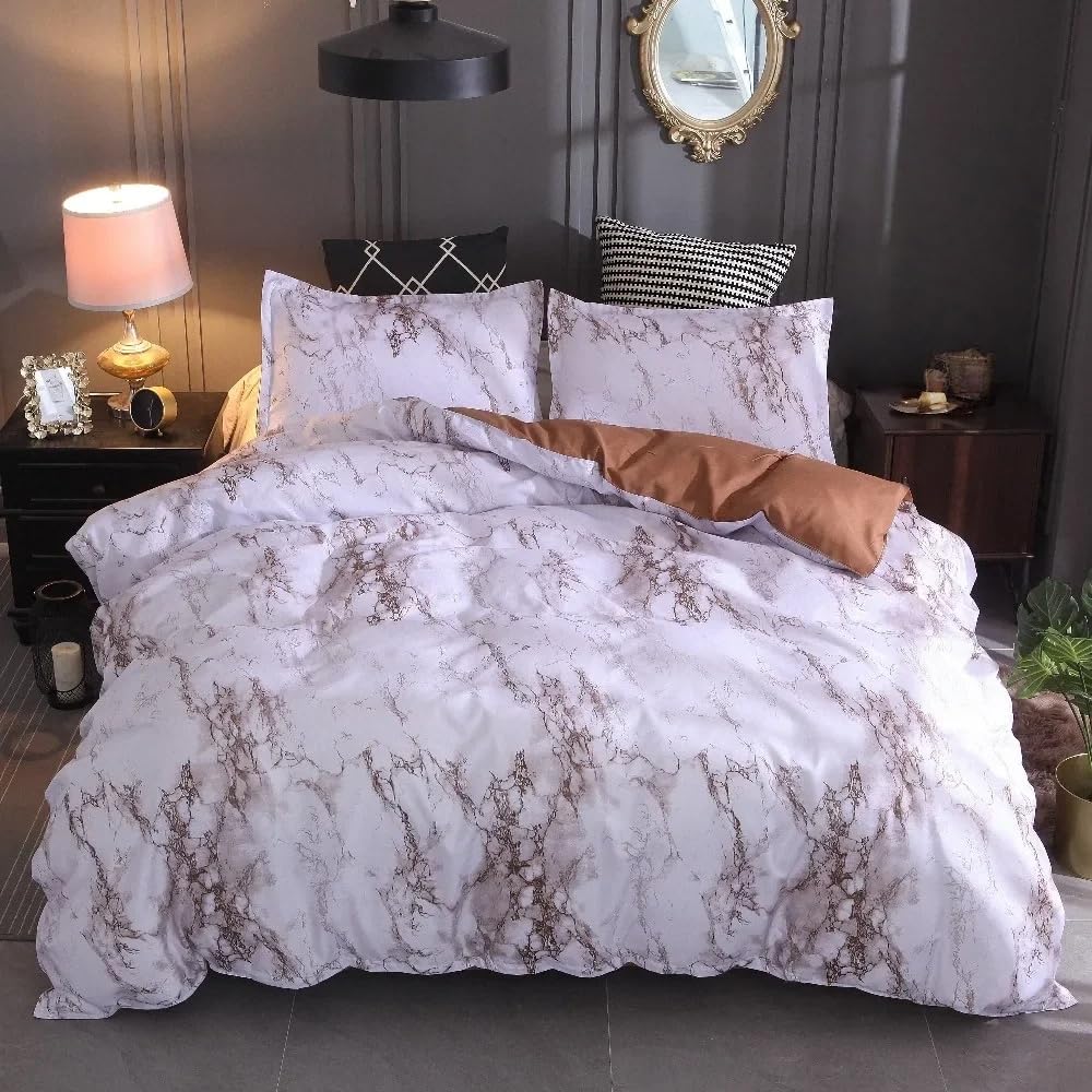 Housse de couette marbrée marron pour transformer votre chambre en cocon