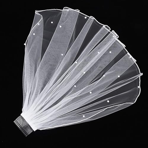 Miniatura 8 de Mobestech Velo de novia de perlas con peine velos cortos de novia velos de novia de tul suave velo de encaje velo de encaje velo de primera comunión