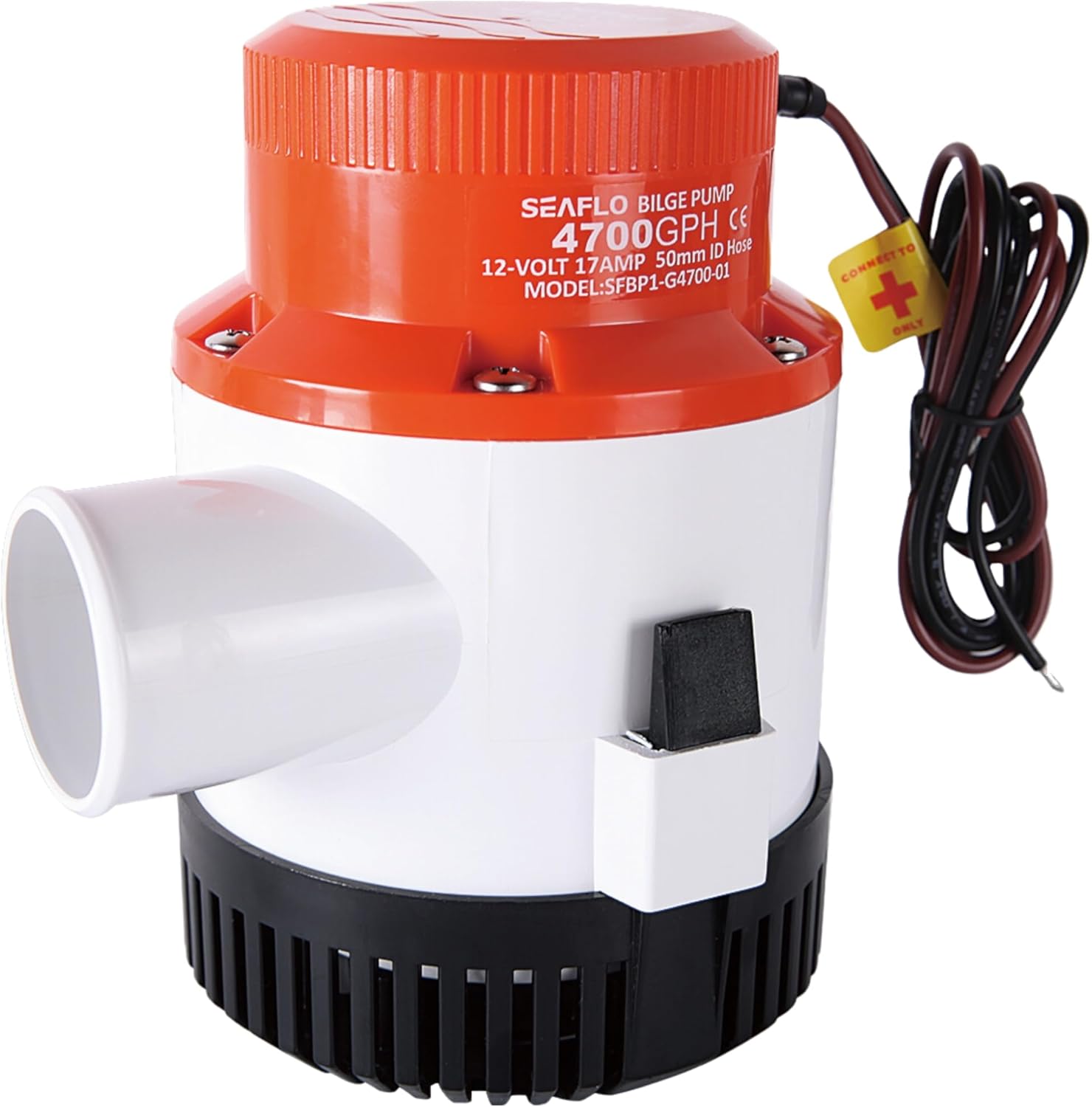 SEAFLO 01 Series 4700 GPH Bilge Pump – 12V, 2" Outlet, Marine Submersible Pump, Anti-Airlock Protection, Snap-Off Strainer Base, CE & RoHS Certified – 4-Year Warranty