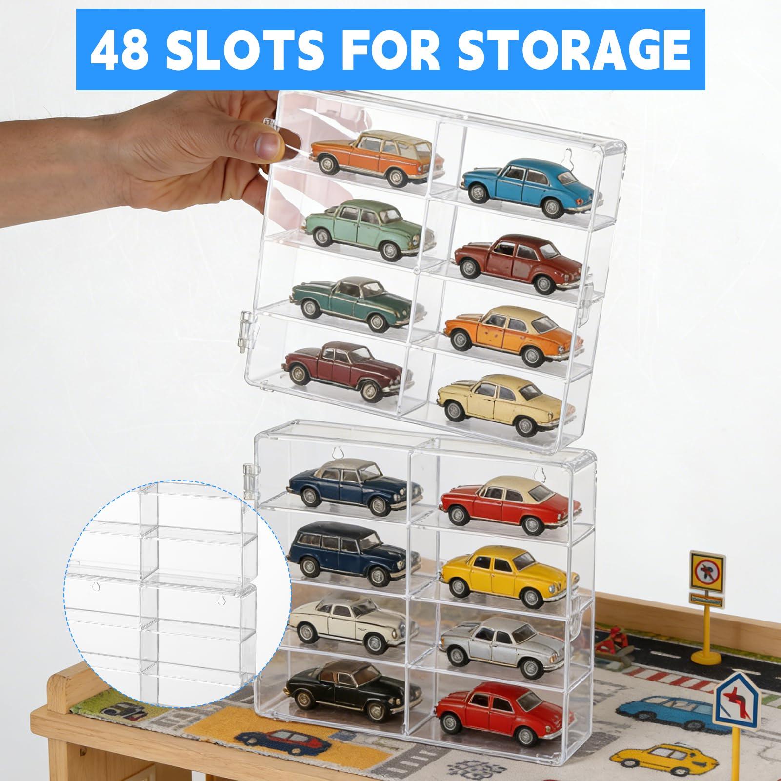 6 pcs Display Case for 1/64 Scale Toy Cars Hot Wheels Matchbox