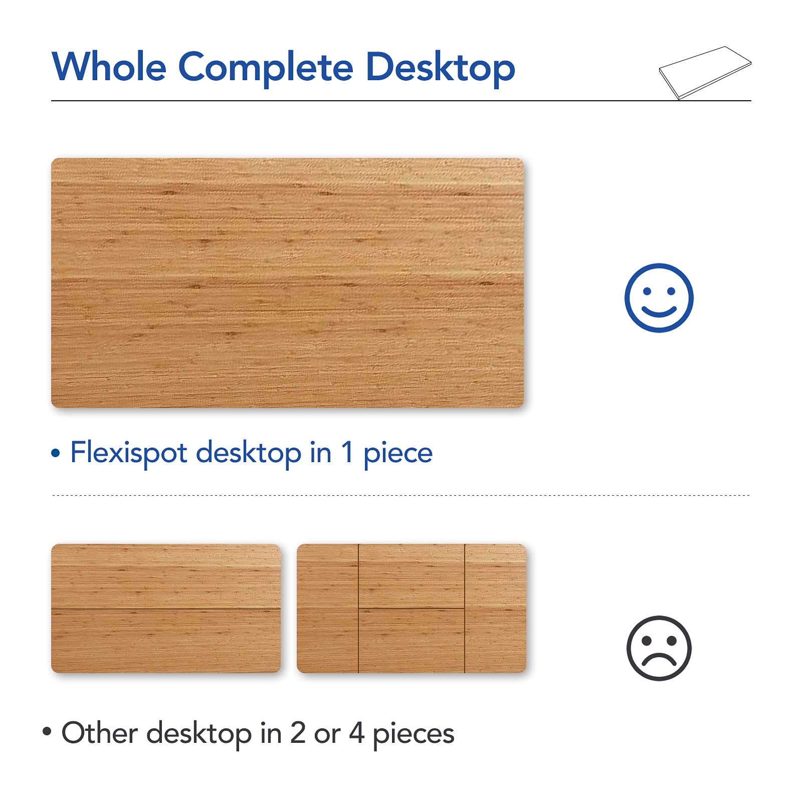 FLEXISPOT Tablero de Madera(120 * 60 * 2.5cm), Un Tablero Entero con Esquina Curva Protectora, y Compatible con Marco de Escritorio de pie, Material de Tablero Seguro, no Tóxico y Respetuoso