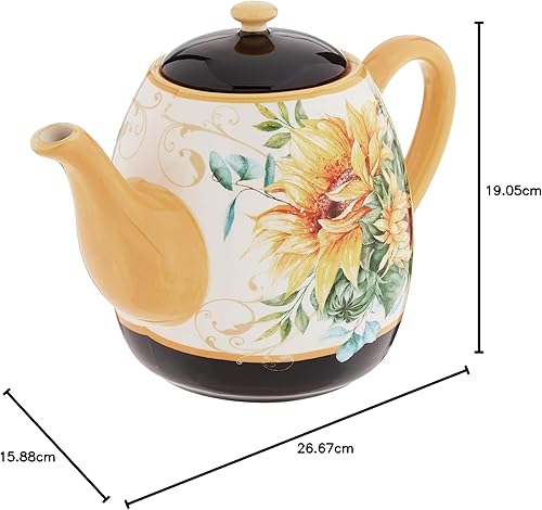 Miniatura 7 de Campos de girasol internacionales certificados, 40 onzas Tetera, multicolor