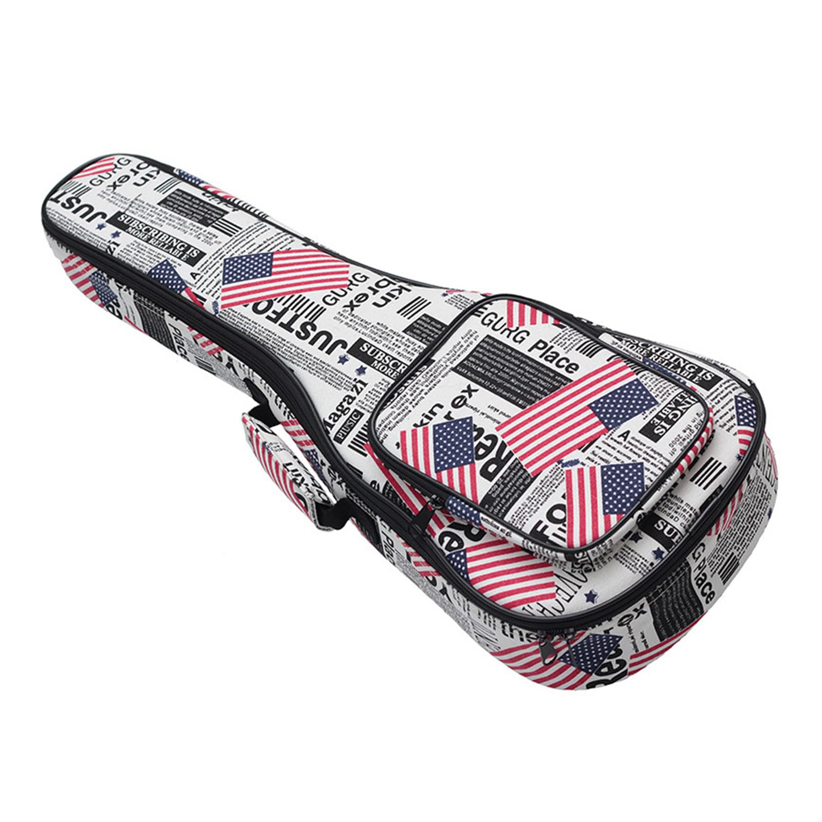 Country Flag - Custodia per ukulele con tracolla e manico per strumenti da 23 pollici, scomparto imbottito, tasche multiple
