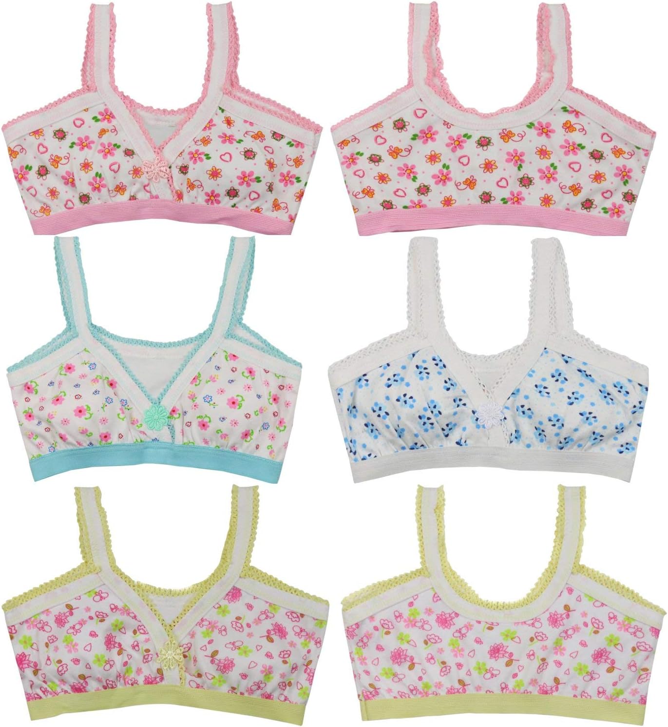 ToBeInStyle Girl's 4 Pack Elastic Crochet Trim Fold Over Cami Training Bras - Image 3