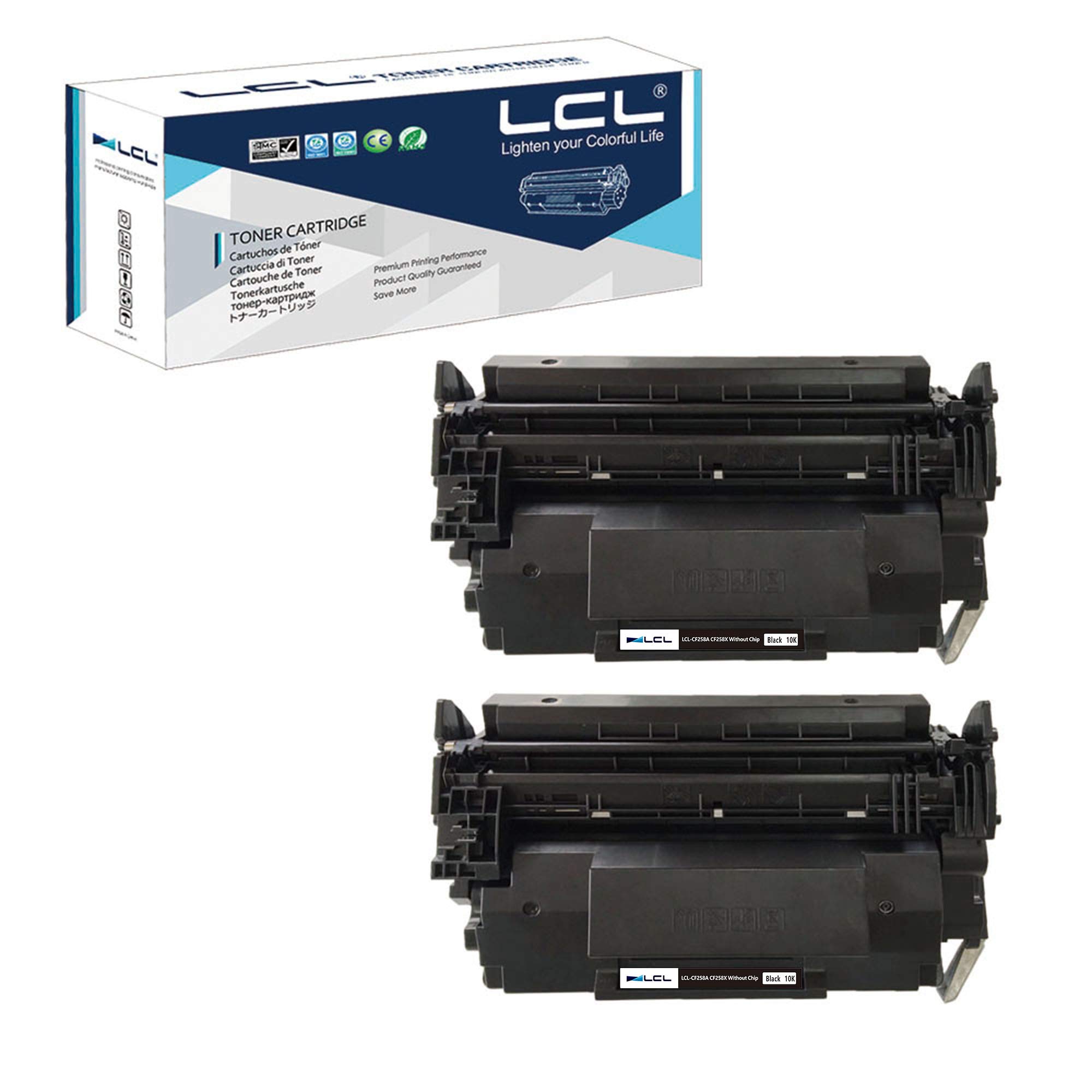 LCL Compatible Toner Cartridge Without Chip Replacement for HP 58A 58X CF258A CF258X 10000 Pages Laserjet Pro M304 M304a M404d M404n M404dn M404dw MFP M428fdw M428fdn M428dw (2-Pack Black)