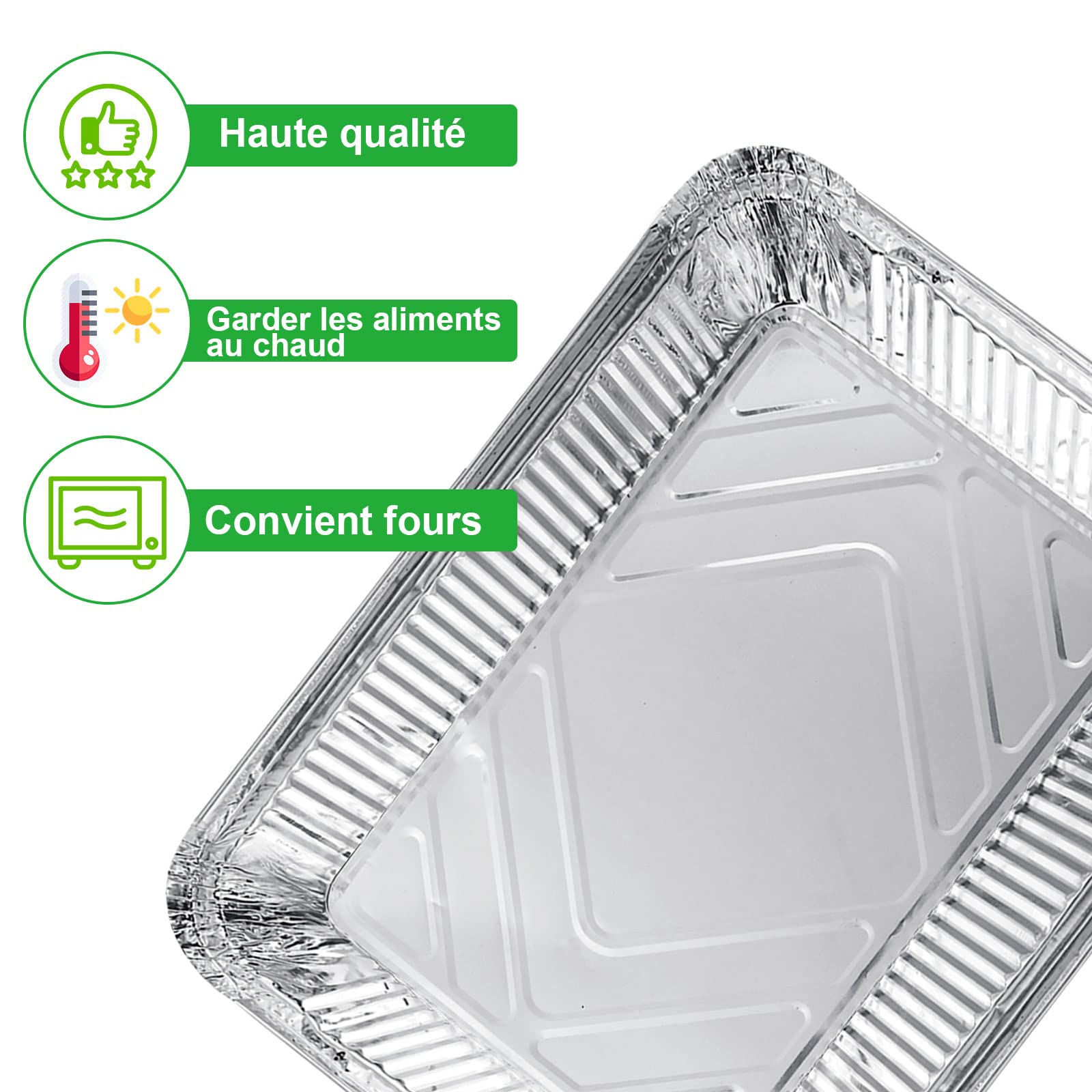 SENENQU 30 Piezas Bandejas Aluminio Desechables 2200 ml sin Tapa, Envases Desechables para Alimentos, Bandejas Rectangulares para Horno, Barbacoa y Congelador, 31,5 x 20,5 cm