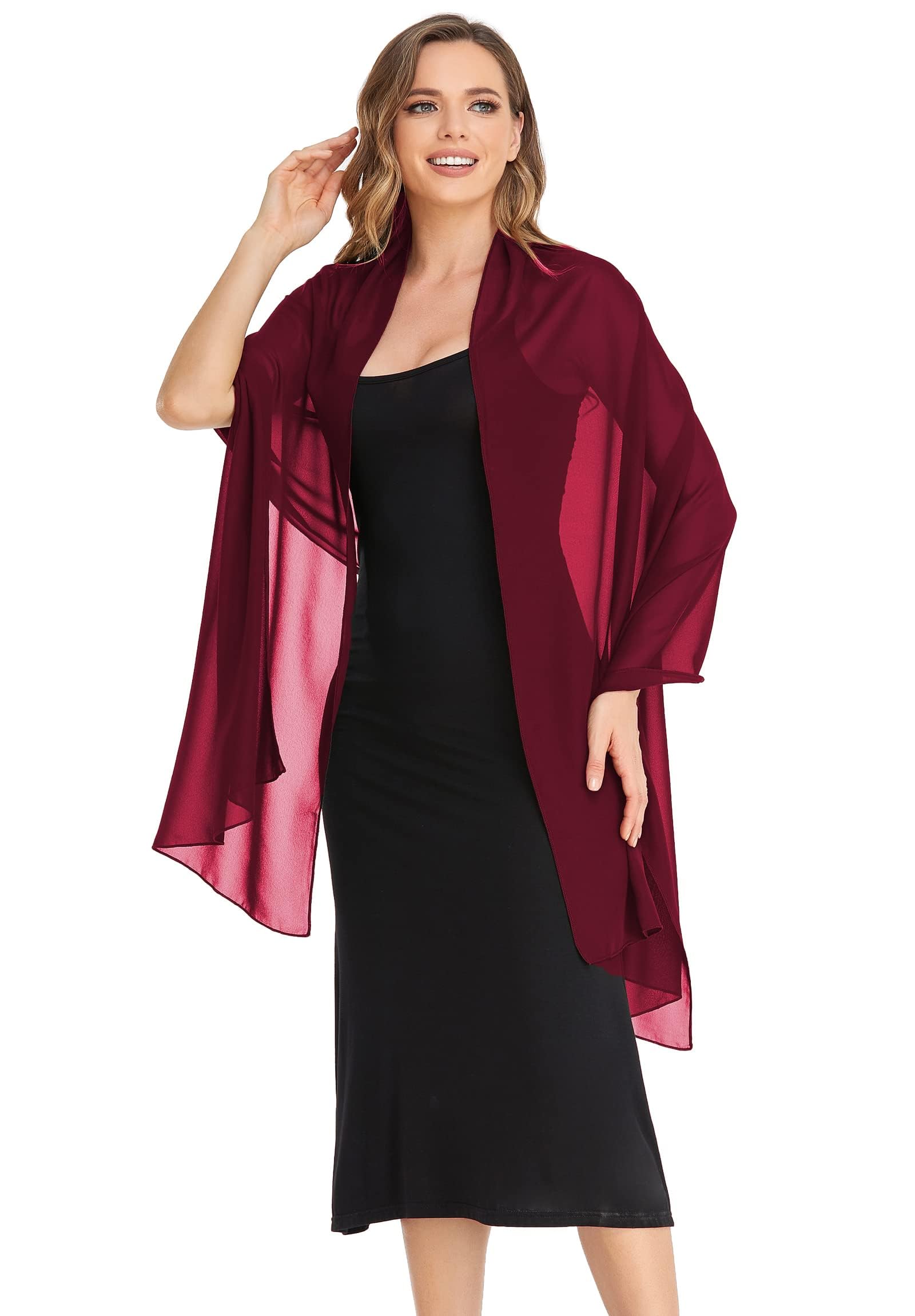 Foulards et enveloppements en mousseline de soie pour robes de soirée femmes élégant et doux foulard de mariée écharpe de mariage étole
