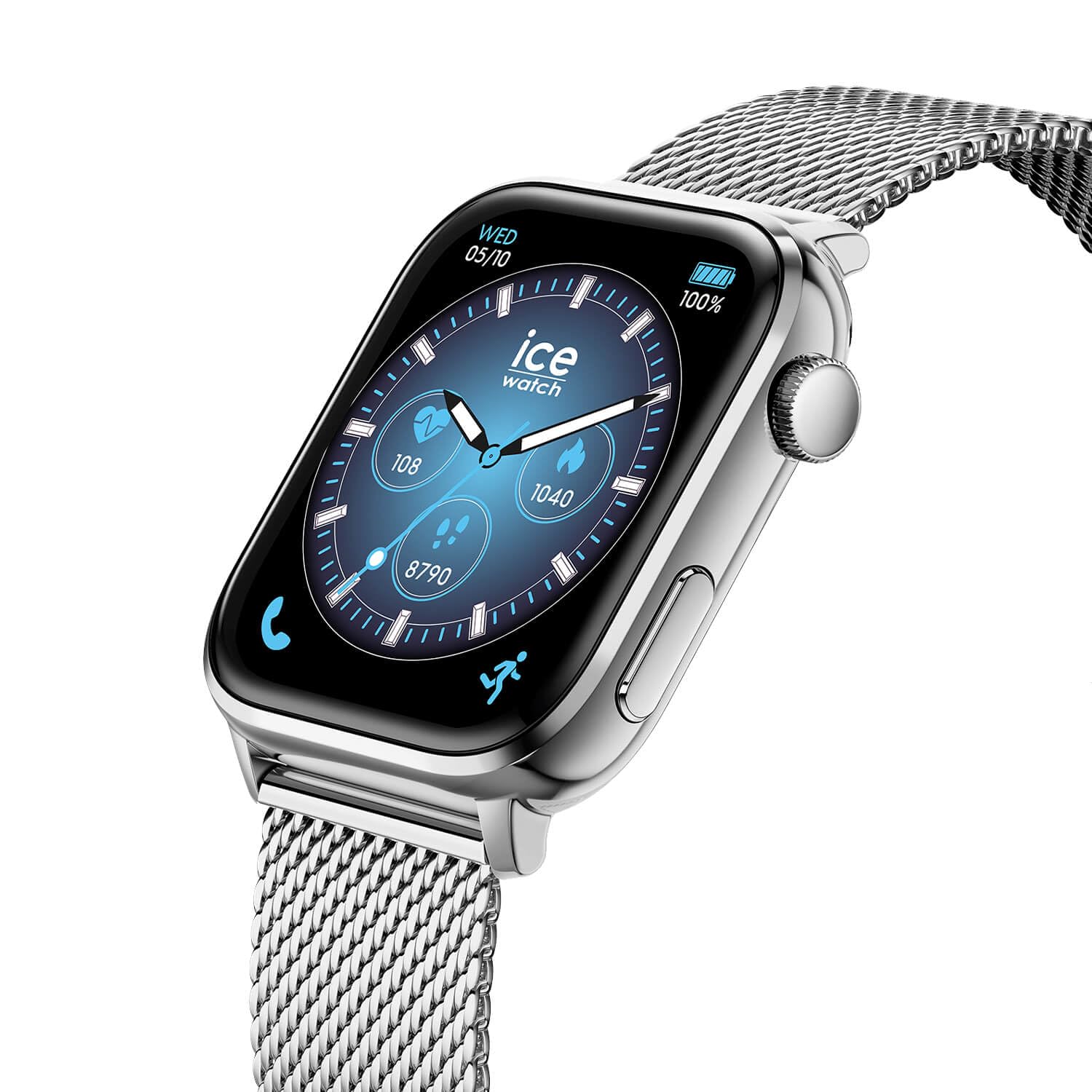 Ice-Watch, ICE Smart 3.0 Silver Milanese, Srebrny Zegarek Sportowy dla Mężczyzn z Bransoletą ze Stali Nierdzewnej, 025803 (1,78 Cala)