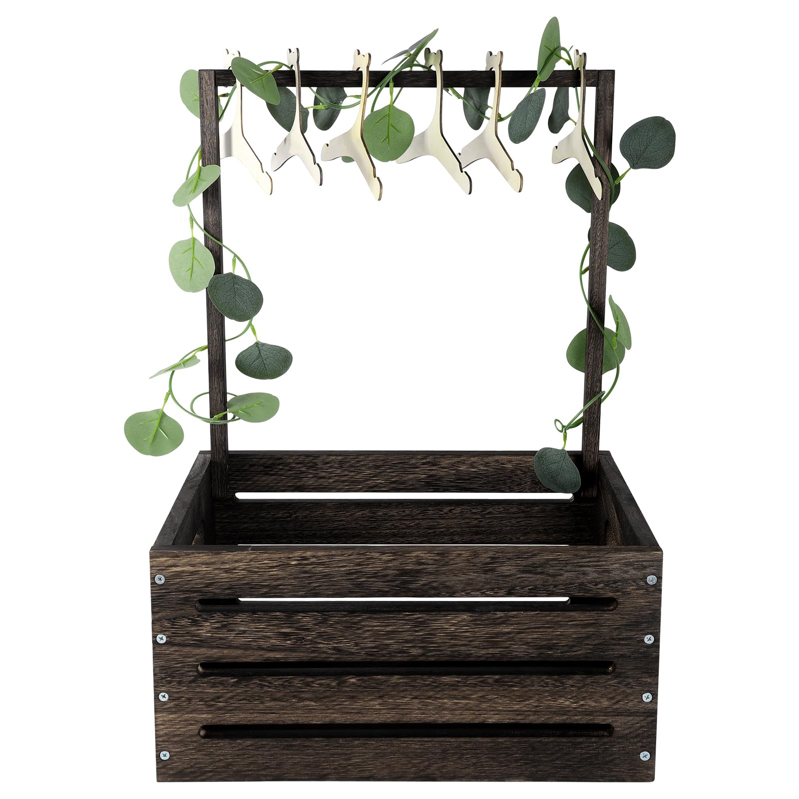 Umtiti Wooden Baby Gift Basket with Handle,Kids Clothes Hanger and Garland,Baby Shower Crate Wardrobe for Pregnant New Parents.Gift Basket-Walnut Wood-UK