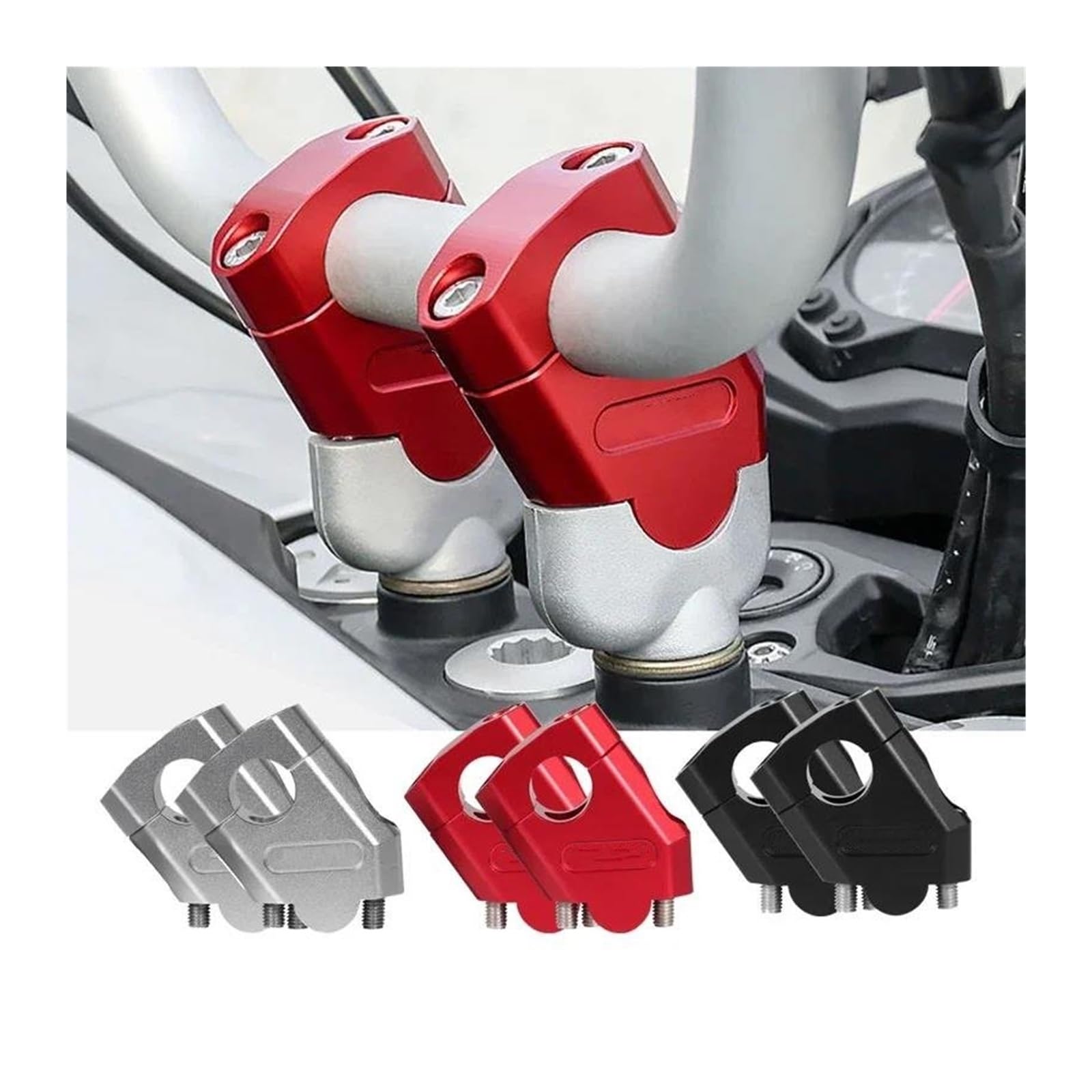 Elevadora Manillar Abrazadera Elevación para Manillar Motocicleta 22 Mm Y 28 Mm para Motocross(28mm Red)