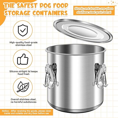 Miniatura 2 de Juego de 4 recipientes de acero inoxidable para almacenamiento de alimentos para perros, 30 libras y 10 libras, combo hermético para mascotas