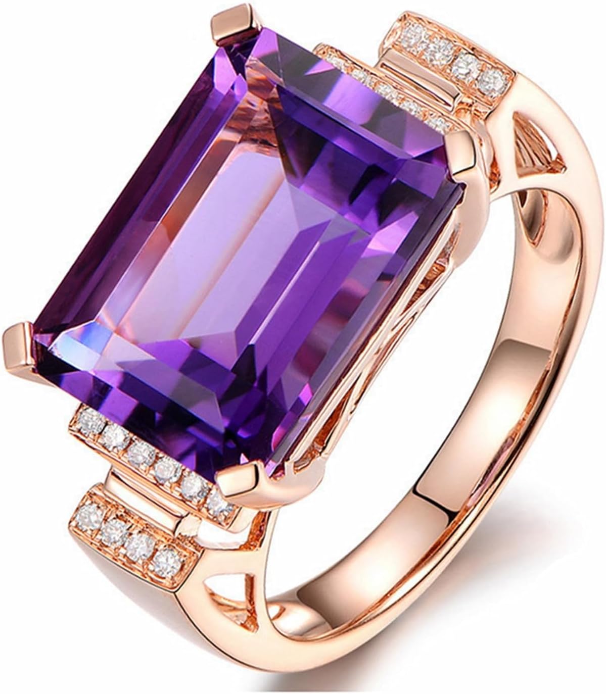 Women's Classic Gold Plated Radiant Cut Rings Band with Simulated Diamond CZ for Mom
