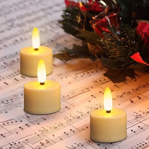 Miniatura 7 de Sanmli Paquete de 6 luces LED de control remoto USB recargables con pilas y temporizador color blanco cálido mecha 3D sin llama para Halloween