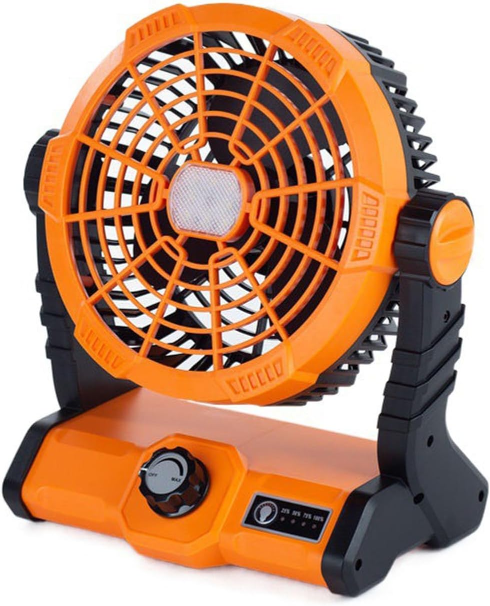 Portable Rechargeable Fan, 10.6Inch Camping Fan with Light, Outdoor USB Battery