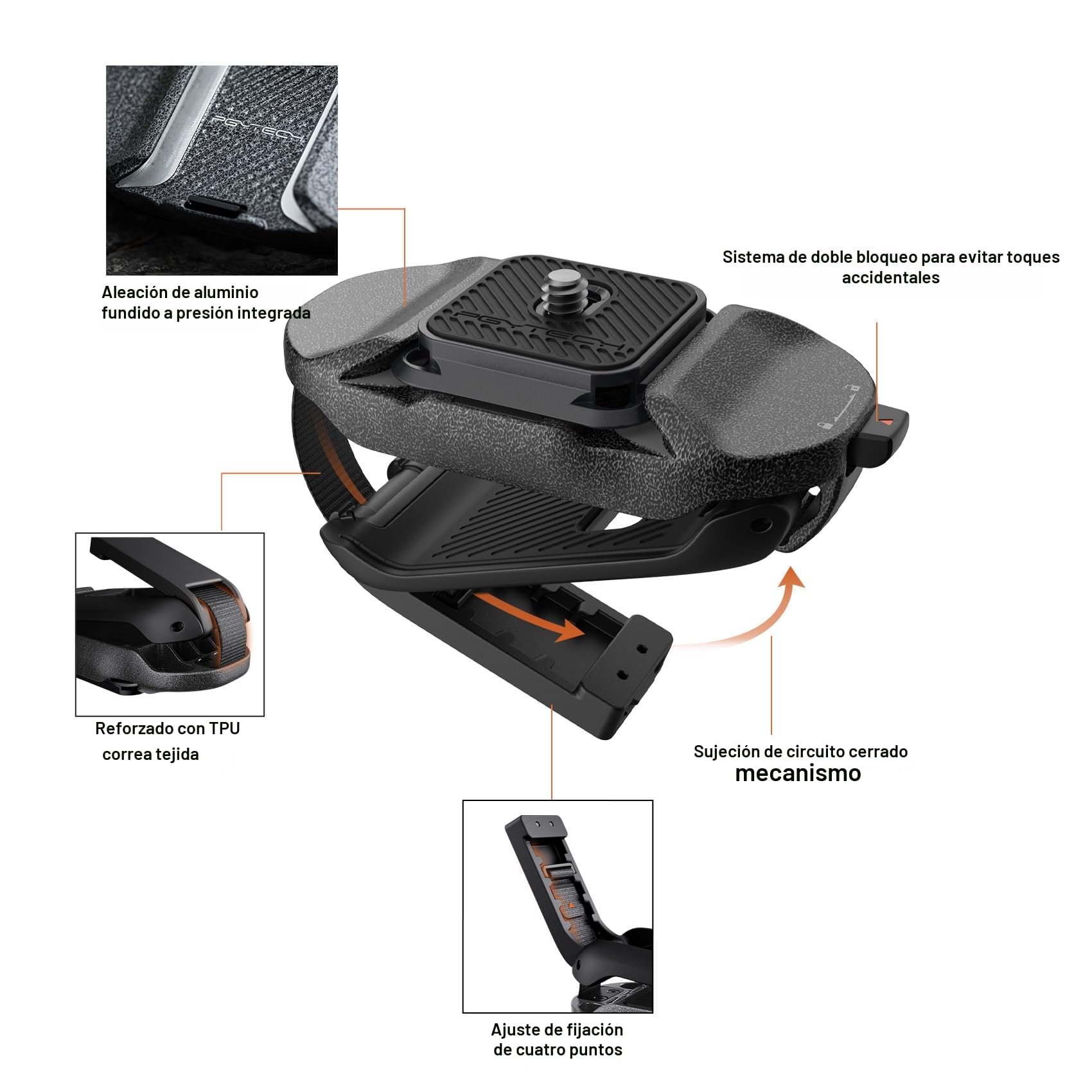 PGYTECH Beetle Clip de cámara V2 con Placa de liberación rápida para Sony, Nikon, Fuji, DSLR/SLR, Placa de liberación rápida Arca para cámaras de acción, Soporte de Correa de Mochila