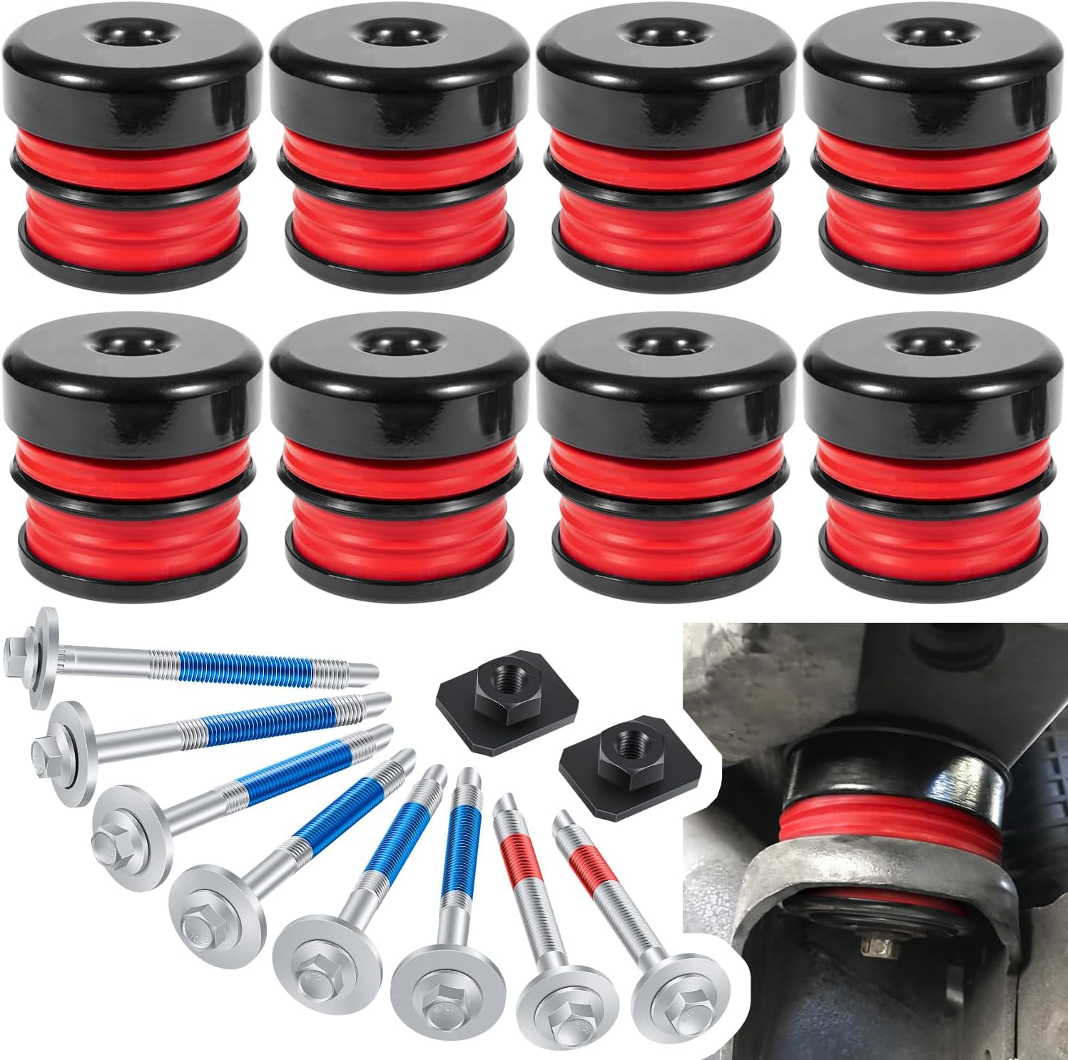 Silicone Body Mount Kit for 2008-2016 Ford F-250 F-350 Crew Cab Superior Silicone Cab Mount Bushings & 13848 Bolts Kit Improve Bumpy Ride Durable Components Outperforms OEM or PU Mounts (Red 8 Pack)