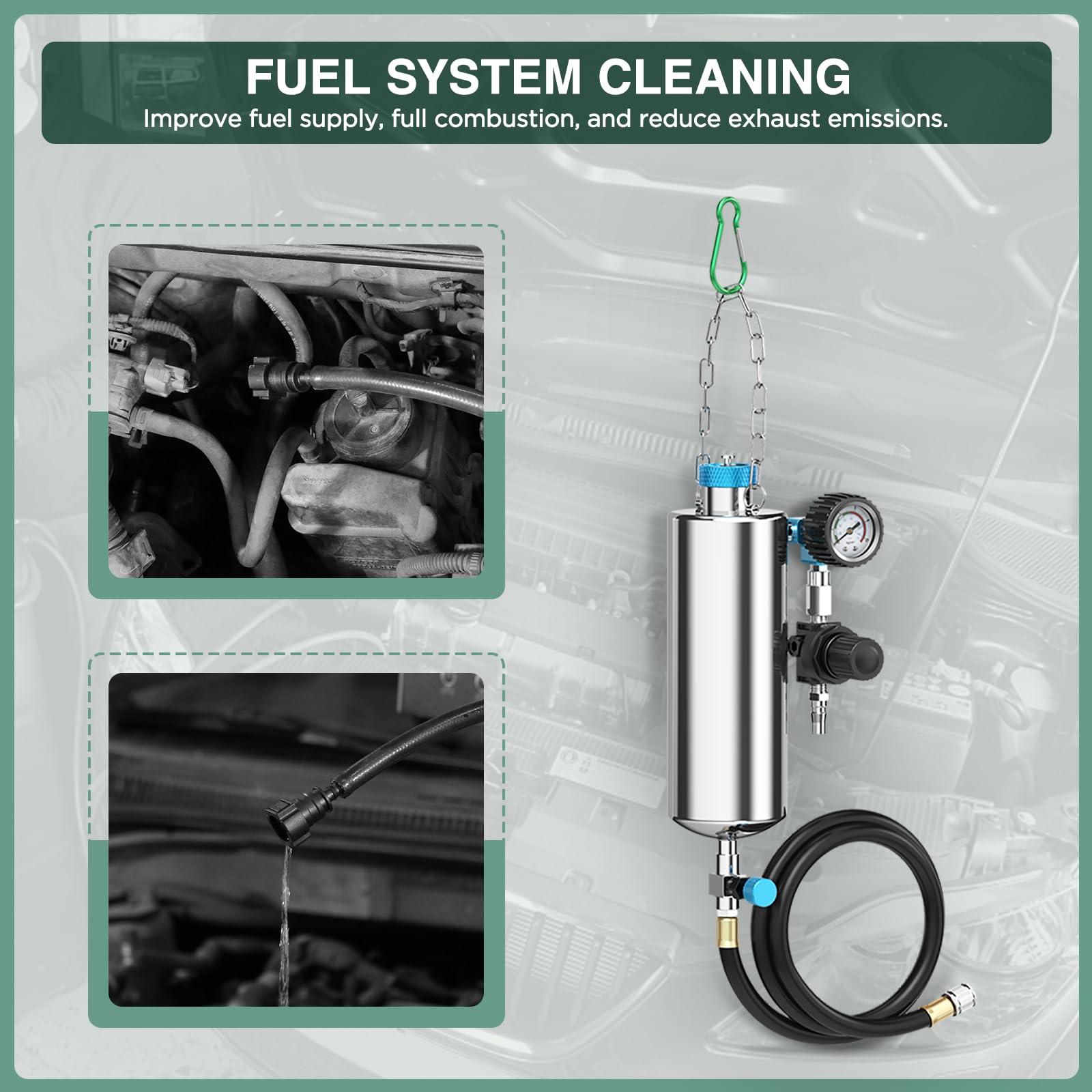C80 Fuel Injector Cleaner Tool Kit, Fuel Injection Systems Cleaners, 1000ML 150PSI Fuel Injector Cleaner Tool Kit Disassembly-Free Fuel Cleaning Tools with 20PC Adapter for Gasoline