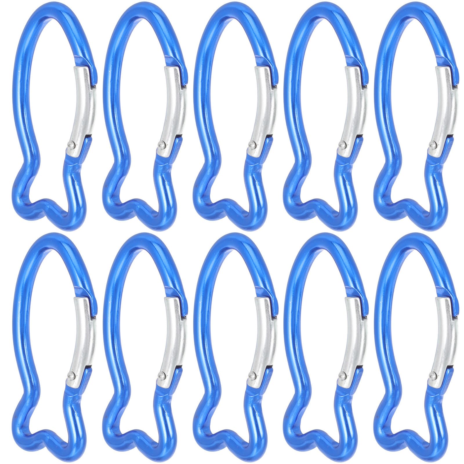 Beavorty 50 Pezzi Moschettone da Arrampicata a Forma di Pesce in Lega di Alluminio Blu, Moschettone Multifunzionale Gancio di Sicurezza per Trekking e Campeggio Outdoor