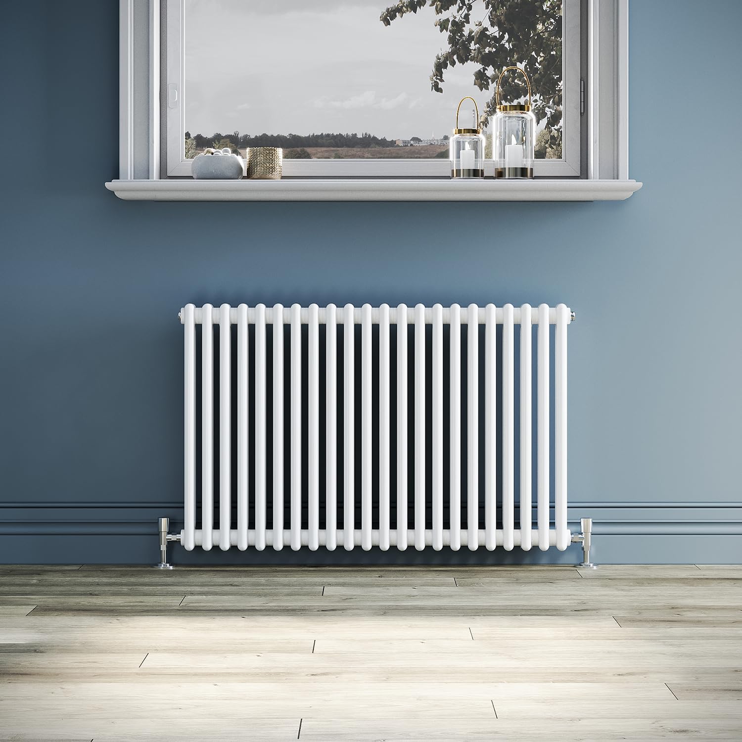 ZANOFIRA White Traditional Radiator Cast Iron Style Double Column Colosseum Horizontal Designer Radiator Central Heating Panel Rad for Bathroom, Living Room and Kitchen, 600x1010mm