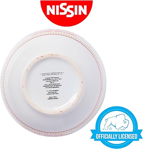 Miniatura 7 de Silver Buffalo - Cuenco con palillos para ramen, de cerámica, con diseño gráfico, cuenco clásico para fideos, modelo Nissin, 20 fl oz