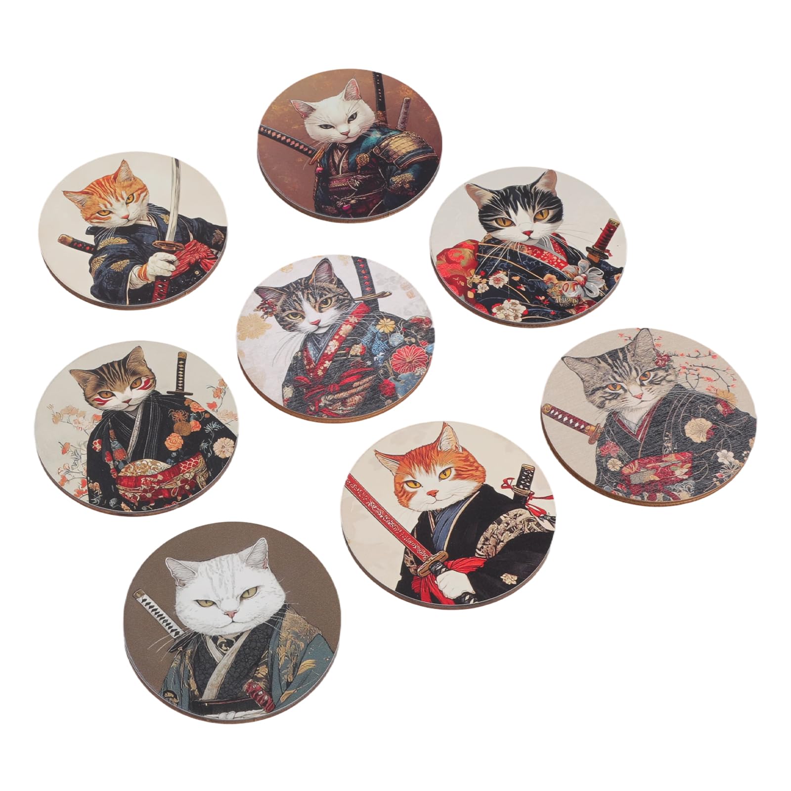 Tsophreniq Beautiful Creative Cats Theme Wood Coasters Drink Set for Hot Beverages Prevents Table From Heat and Scratches Hot Drink