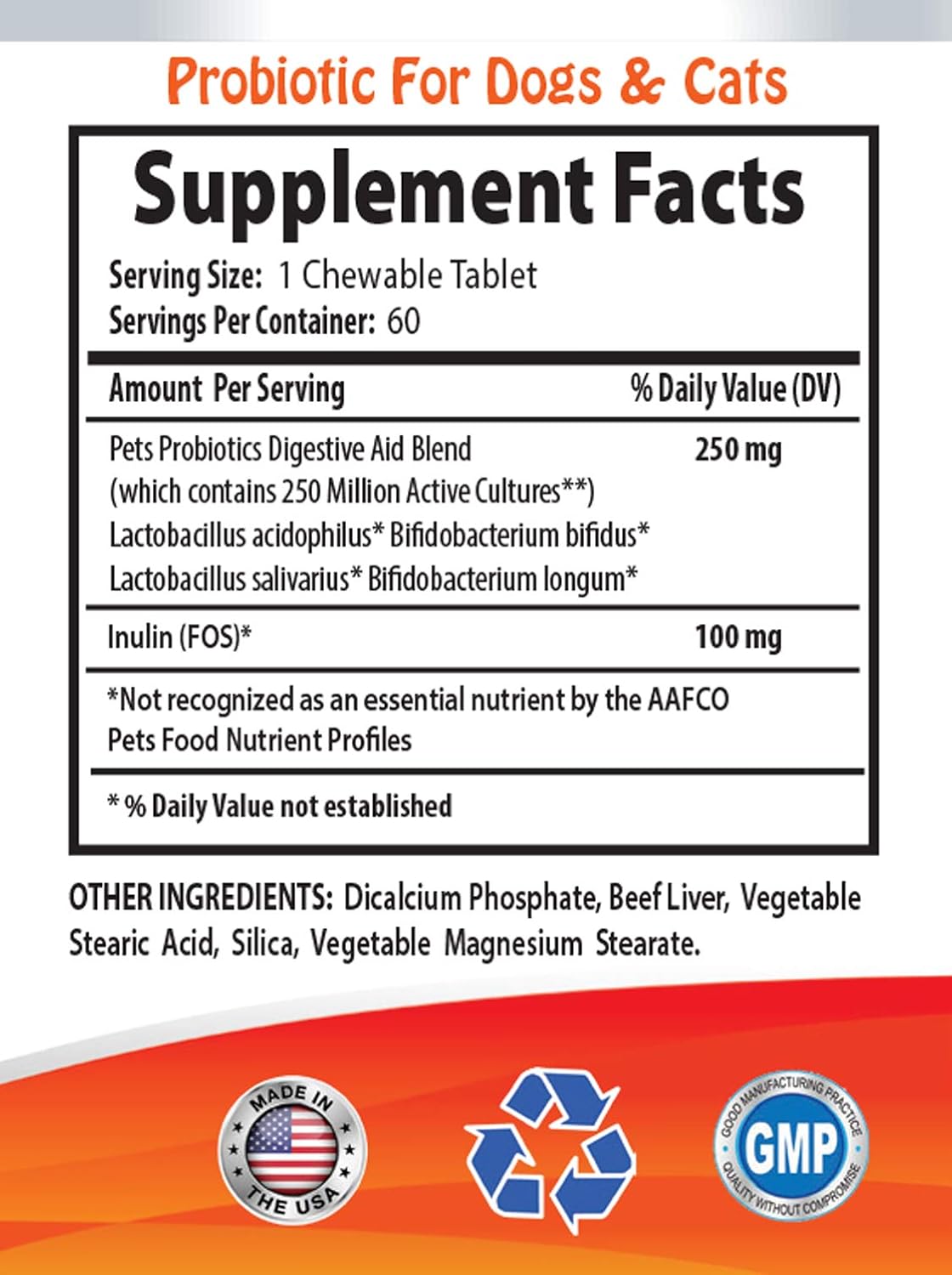 cat probiotic Blend - PET PROBIOTIC - Dogs and Cats - Digestive Boost - GET RID of Bad Breath and Stop Diarrhea - Active Cultures probiotic - 2 Bottles (120 Treats)