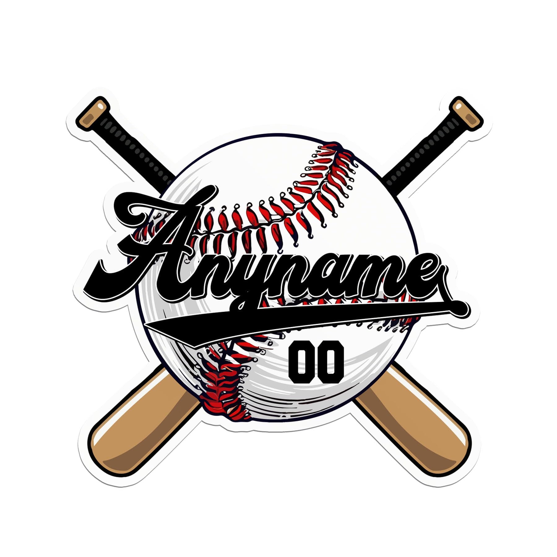 Custom Baseball Sticker - Personalized Name & Number Decal for Laptop, Water Bottle, Helmet, Car - Sports Team Gift, Waterproof Vinyl, Easy to Peel,