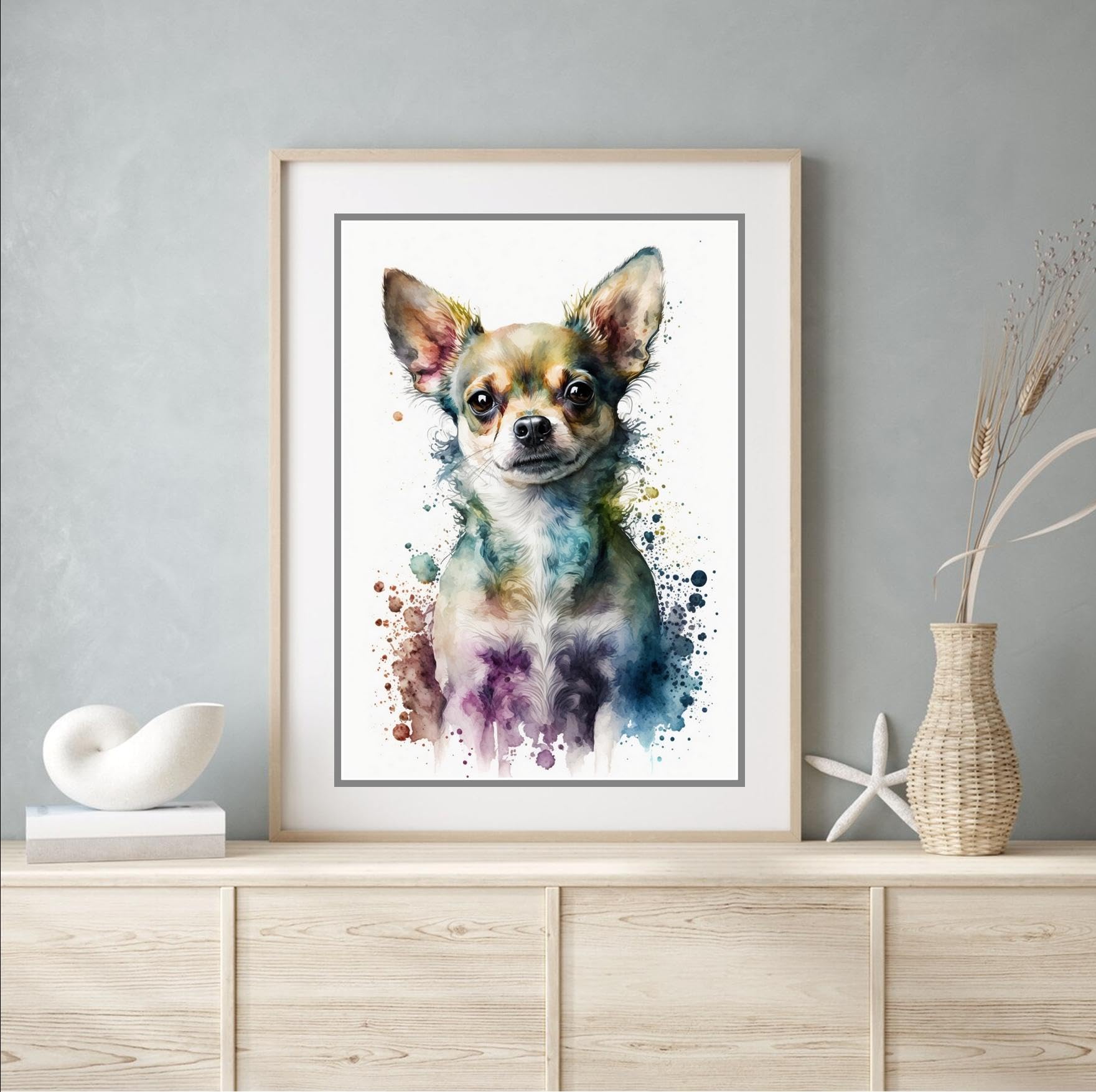 Signed By The Stars Multi Beauitiful Vivid Fine Art Print Of A Chihuahua Painting (Picture 5) (A4 Print Only 29.7 X 21Cm)